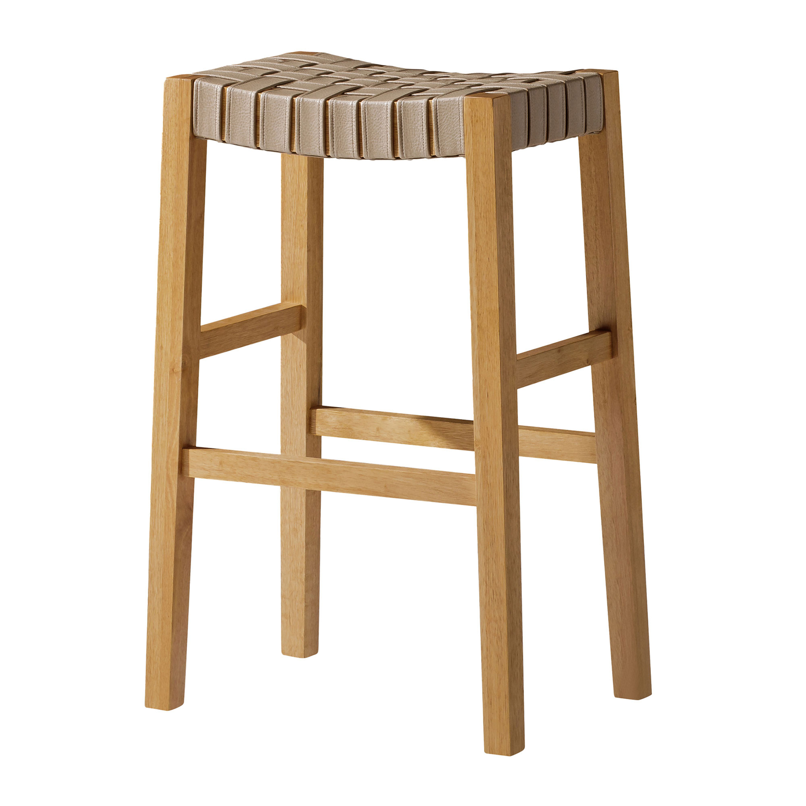 Maven Lane Emerson Bar Stool in Weathered Natural Wood Finish w/ Vegan Leather
