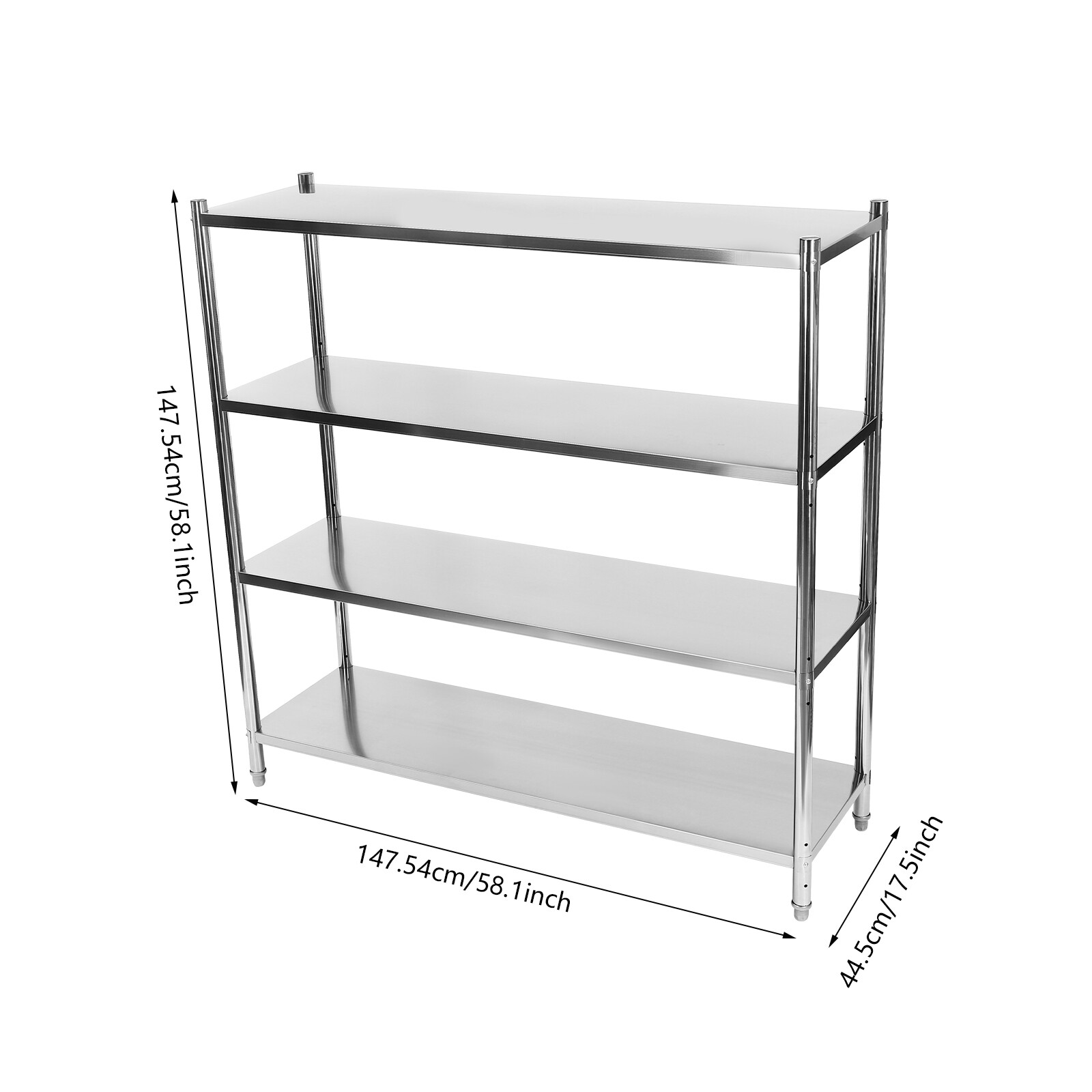 4 Shelf Steel Storage Shelving Rack Heavy Duty 1200 lb Capacity 58.1*17.5*58.1in