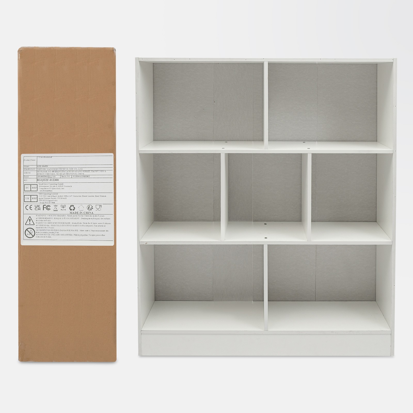 White Bookcase Bookcase With 7 Compartments Floor-standing Bookcase Bookshelf