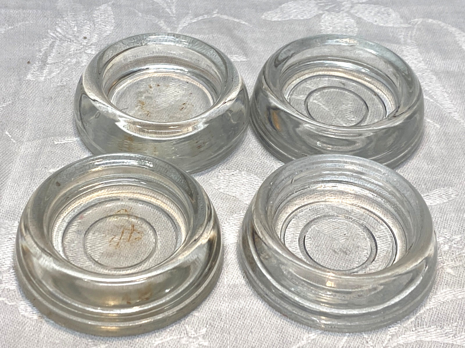 Vtg Clear Glass Furniture Legs Coasters Floor Protectors Set Of 4 2.5 Inches