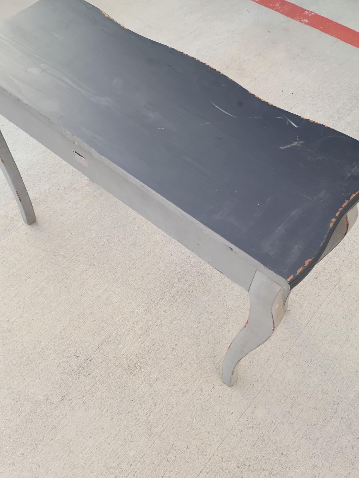 French Country Distressed Console Table with Drawer Gray Black Wood Accent Table