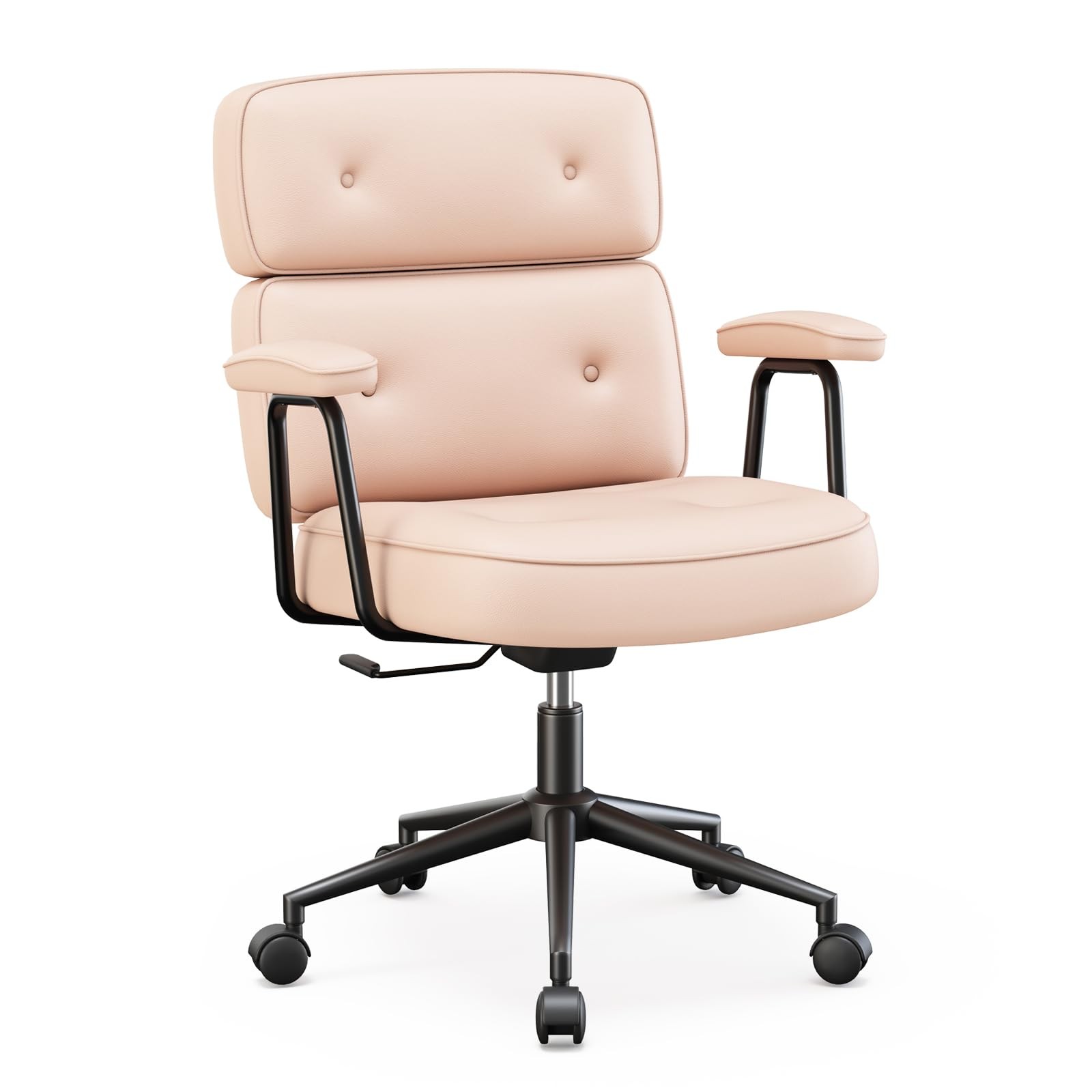 Ergonomic Office Desk Chair w/Detachable Arms,Mid Back,PU Leather Mobile Chair