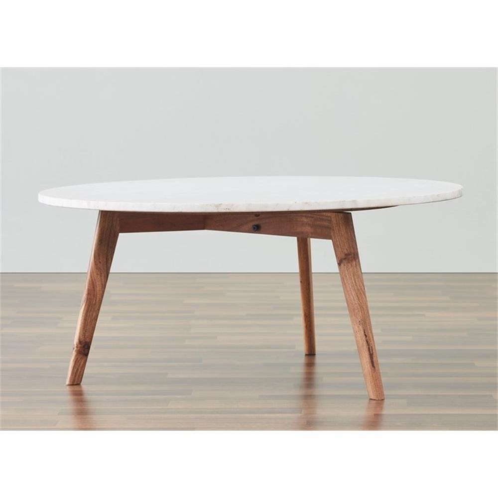 Nero white authentic marble round coffee table