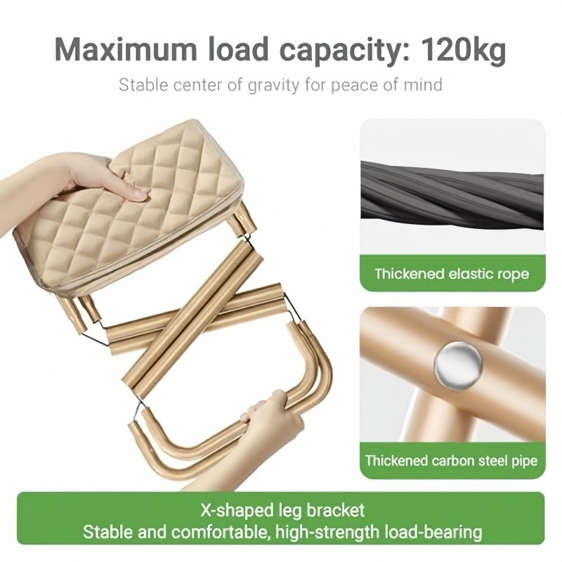 11.8″Folding Stool Carbon Steel Collapsible Portable Pocket Camping Hiking Chair