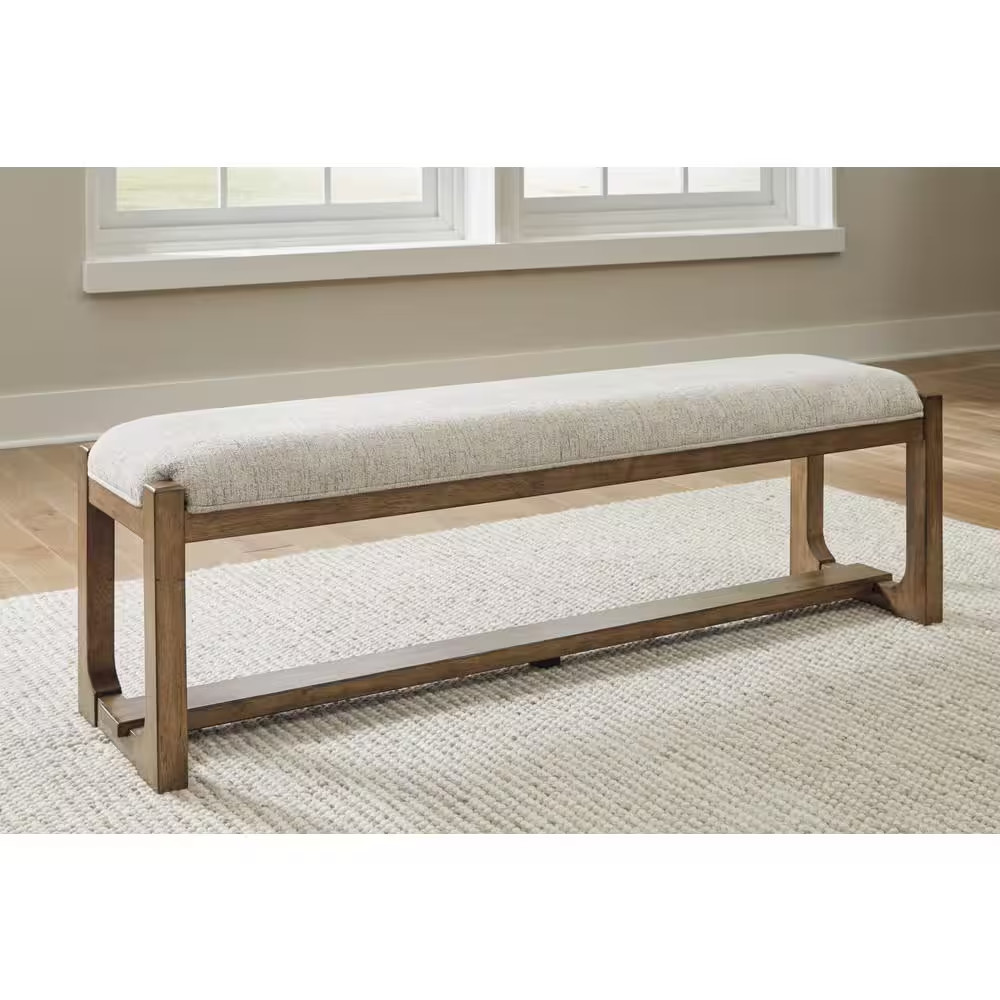 Cabalynn Casual Beige / Light Brown Polyester 64 In. Trestle Base Dining Table B