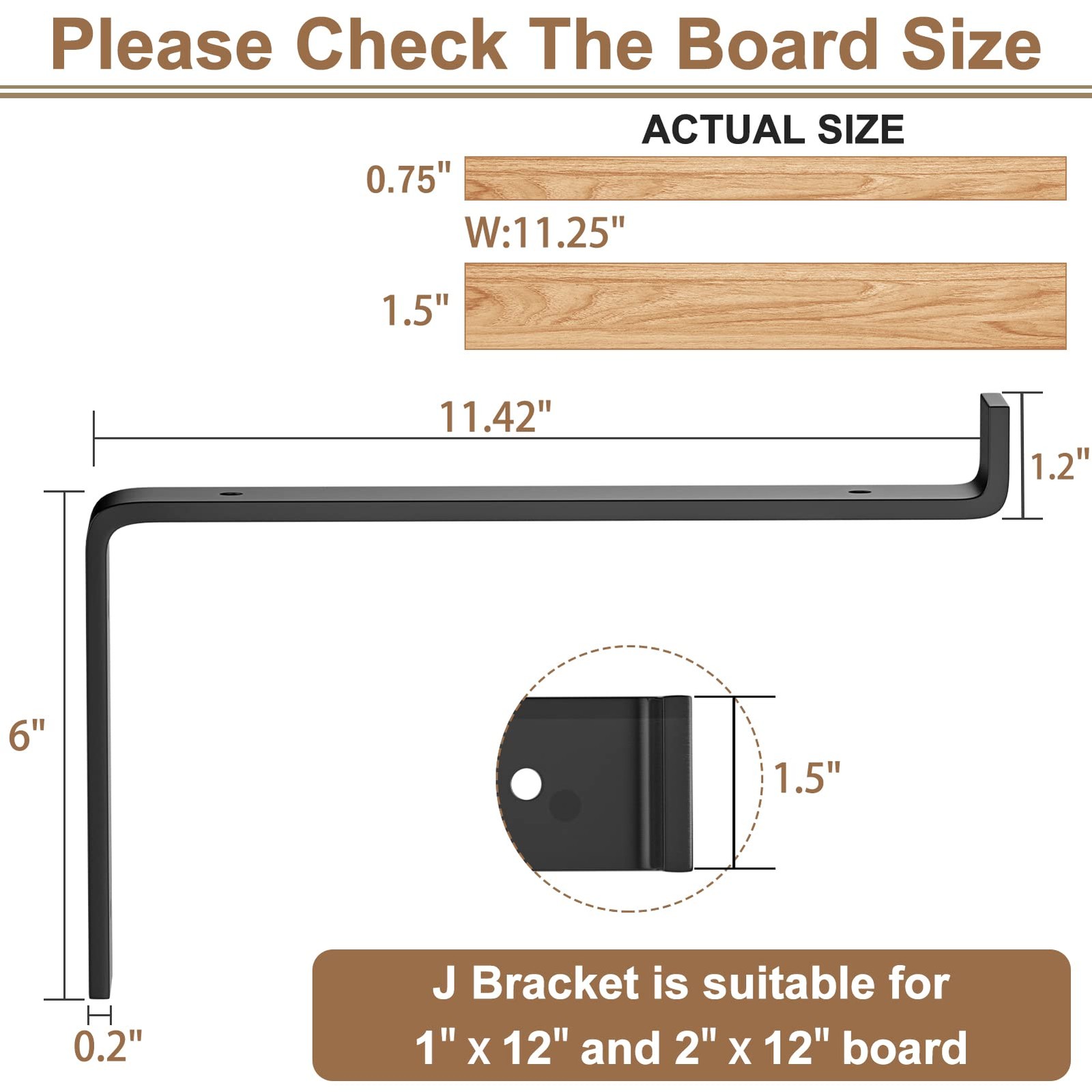 Wall Shelf Brackets 12 Inch 150 Lbs Load Capacity – Heavy Duty Black Metal
