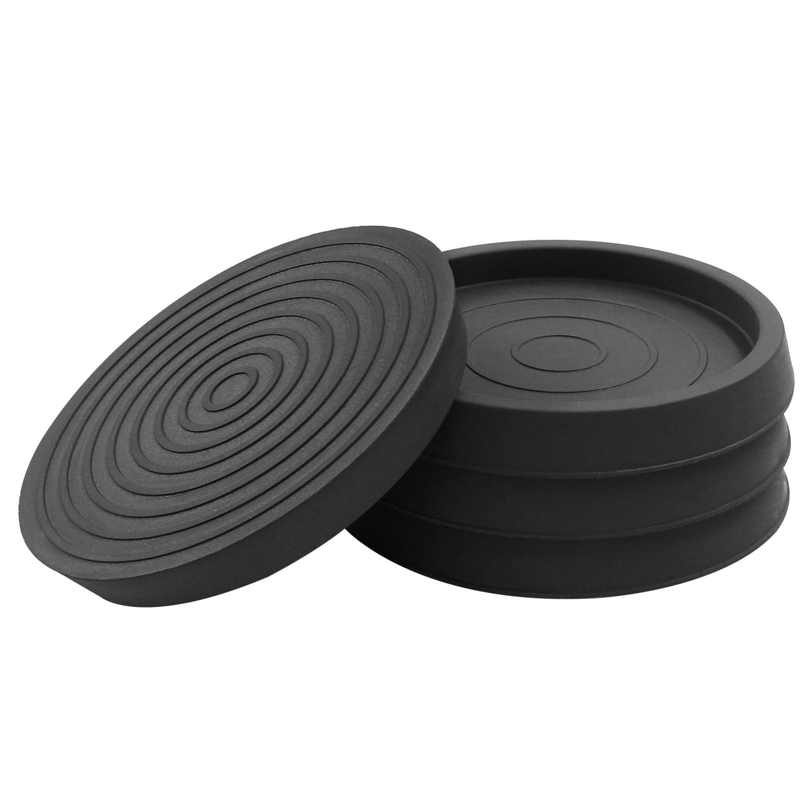 Furniture Coasters 2.5 Inch Rubber Caster Cups Non Slip 4 Pack Black