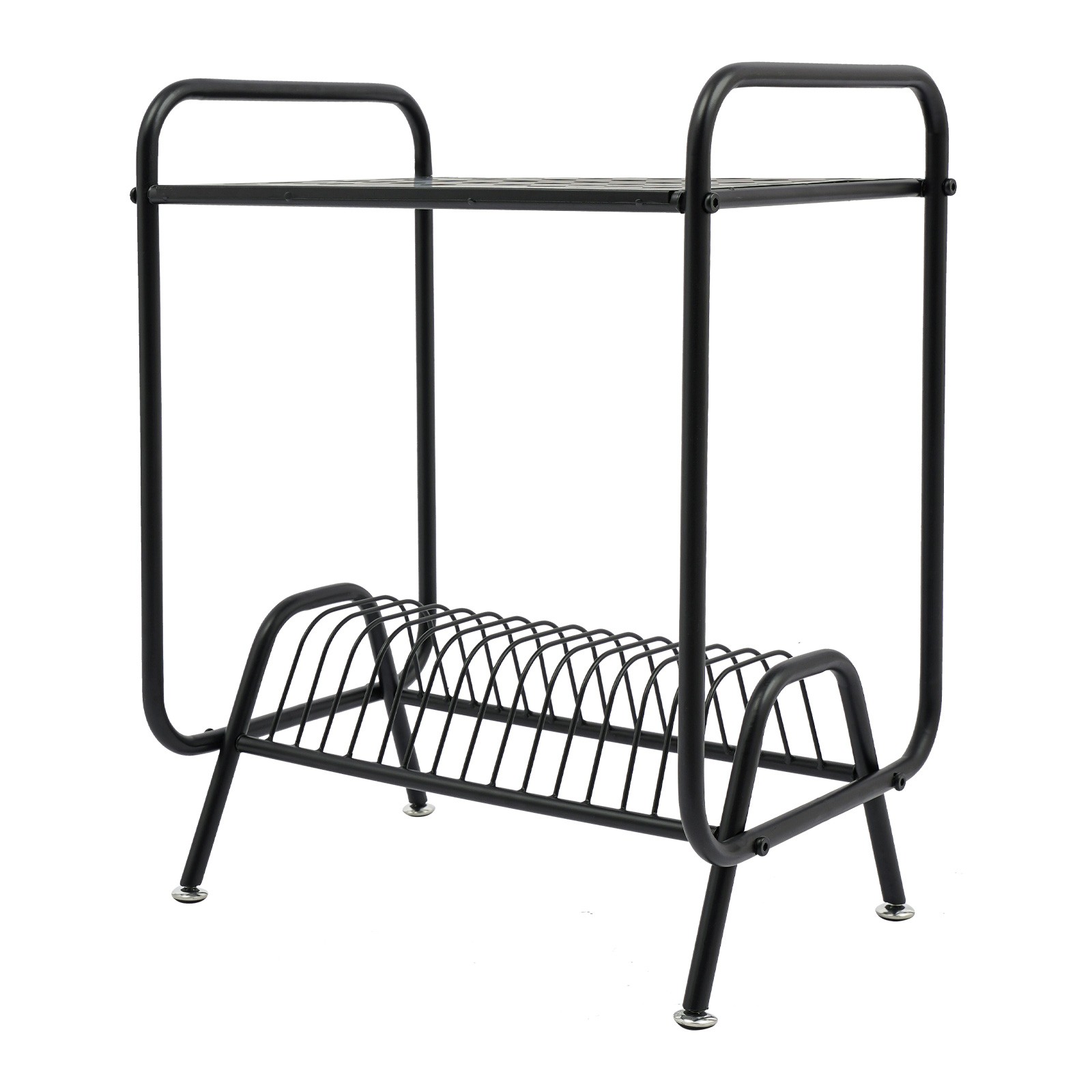 Vinyl Record Storage Holder Rack Black Metal Record Player Stand With Storage
