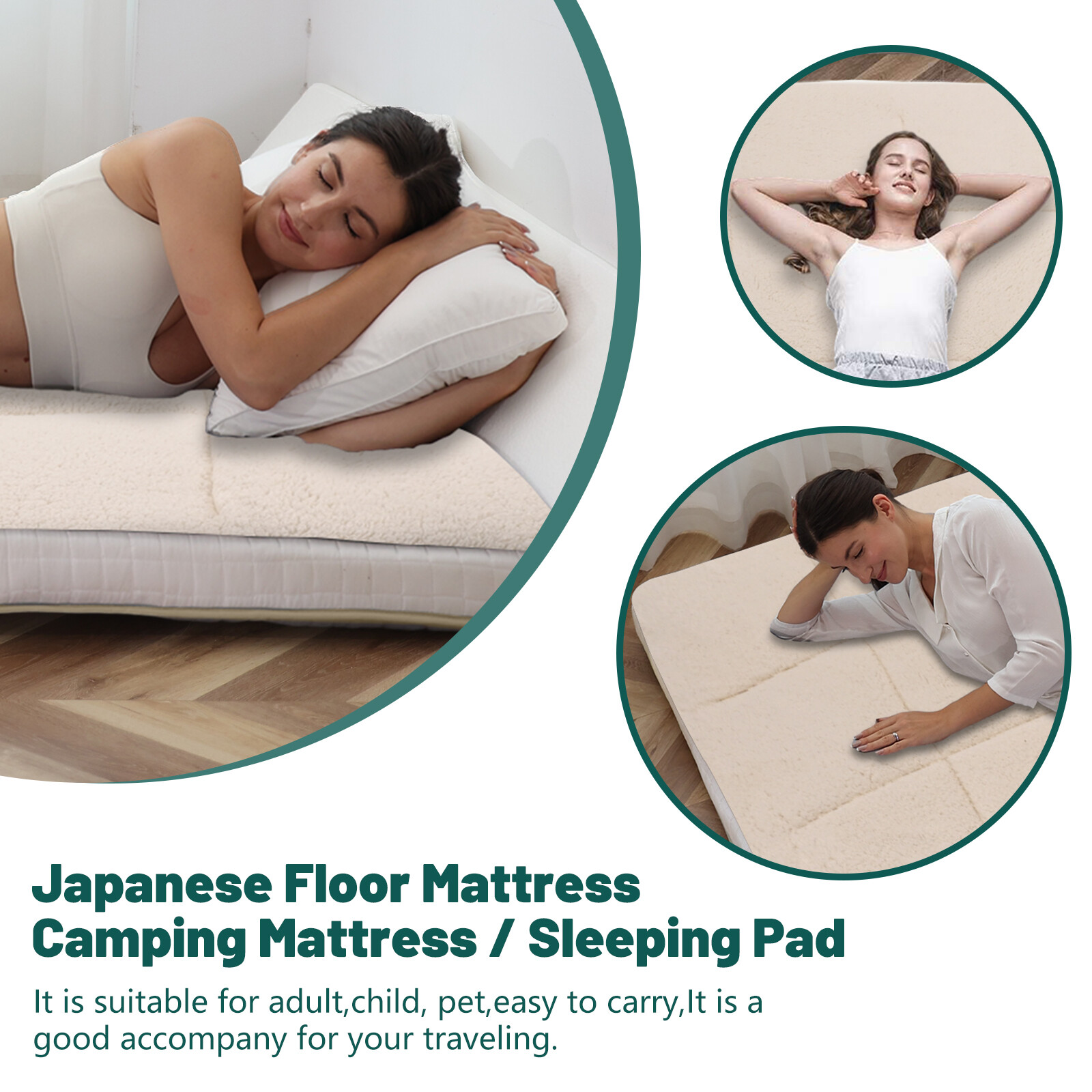 NAIZEA Japanese Floor Mattress Futon Mattress, Foldable Sherpa Fleece Mattress