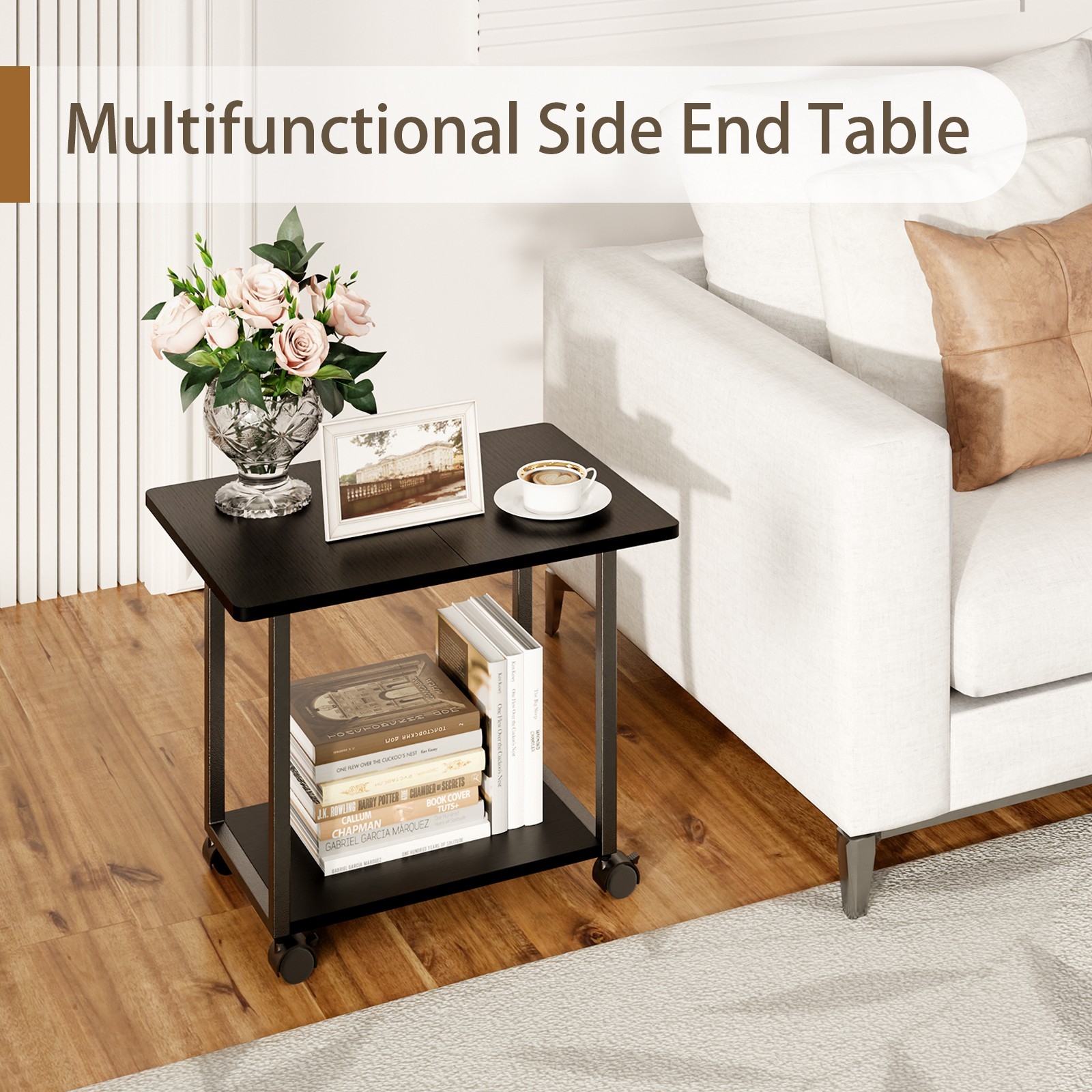 22″x15.75″ Large Printer Stand Under Desk, Rolling Cart Printer Table