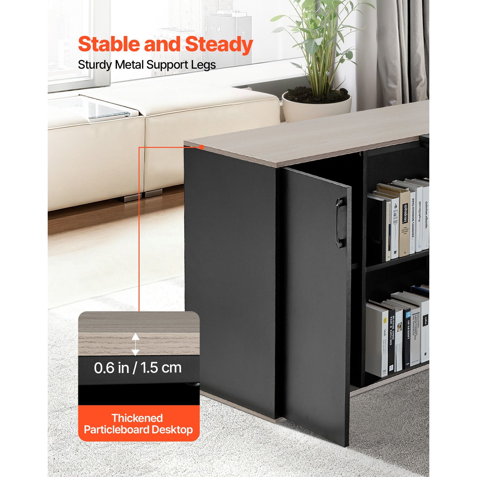 Uimoso L-Shaped Office Desk with Storage,Drawers,and CPU Stand, 350 lbs Capacity