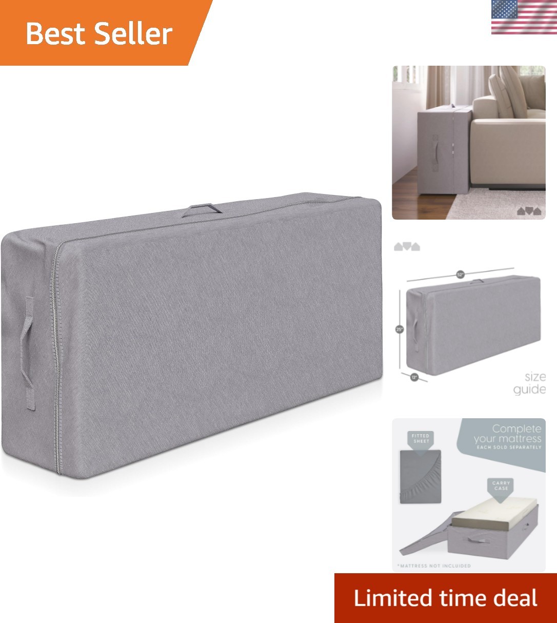 Custom Fit Carry Cover for 4″ Tri-Fold Mattress – Protects Against Dust