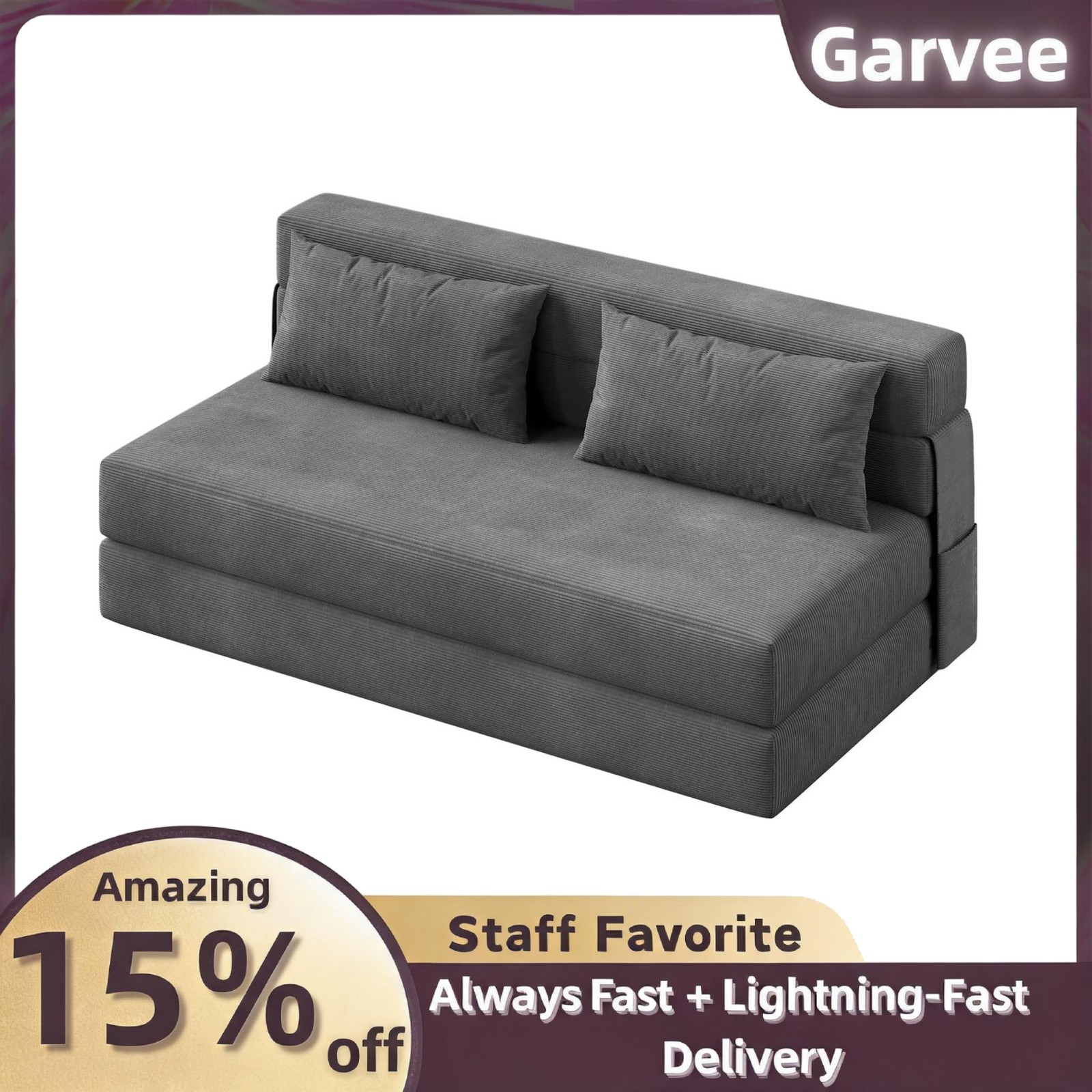 Queen Size Folding Sofa Bed Sleeper Couch with Dual Pillow Included