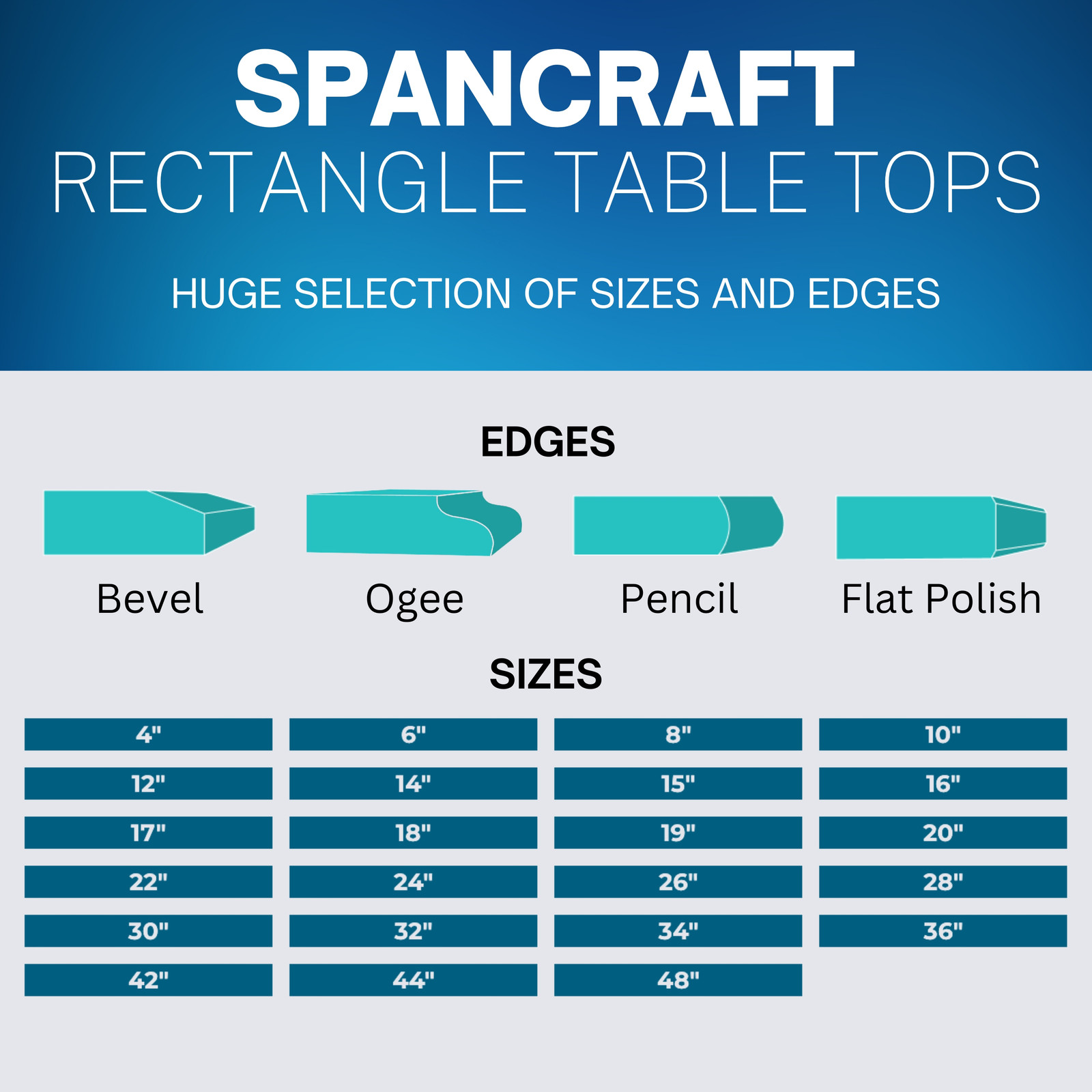 19″ x 30″ Rectangle Tempered Glass Table Top 3/8″ Thick Flat Polish Edge and