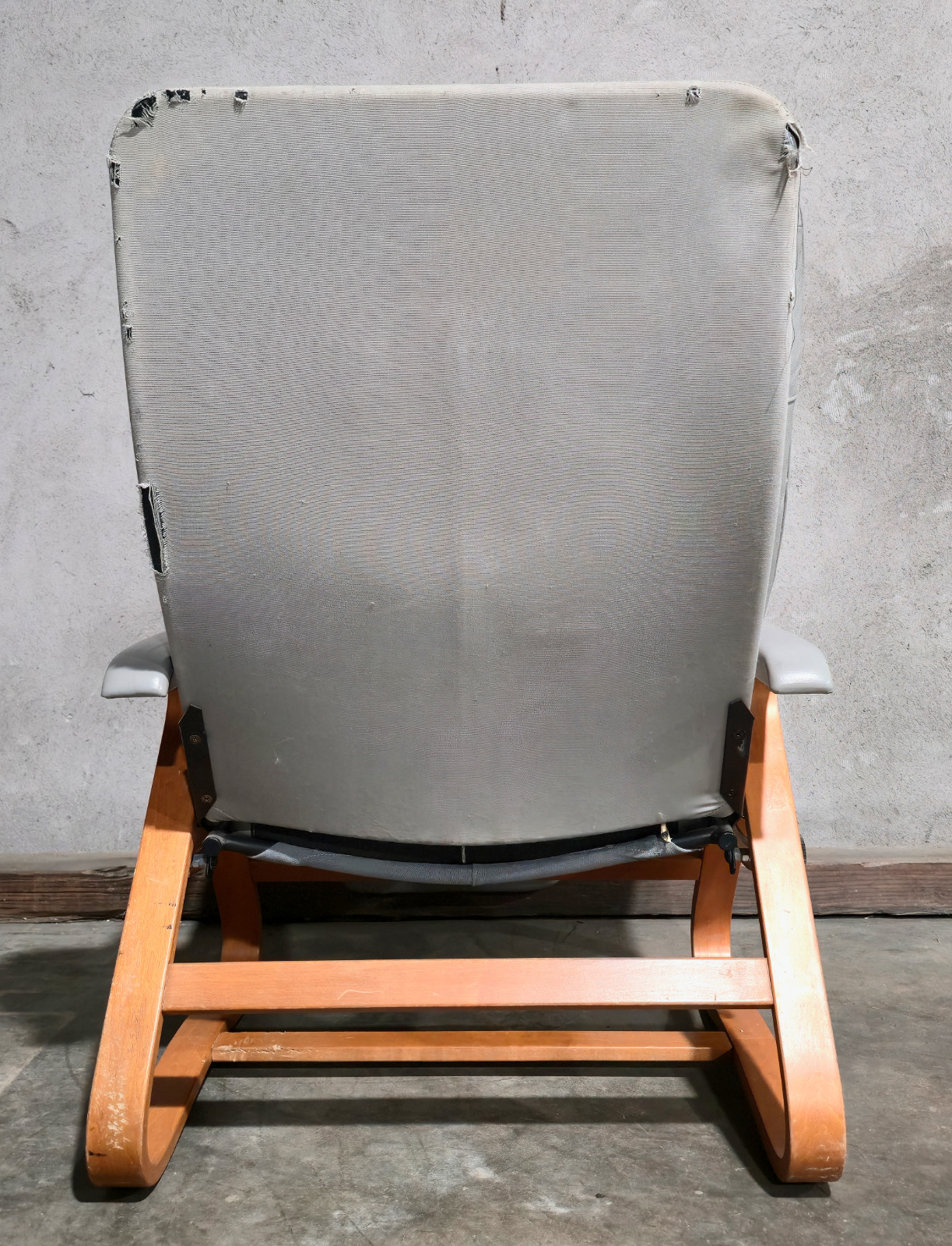 Vintage Nepsco Bentwood Backsaver Recliner in Teak Gray Leather Rare