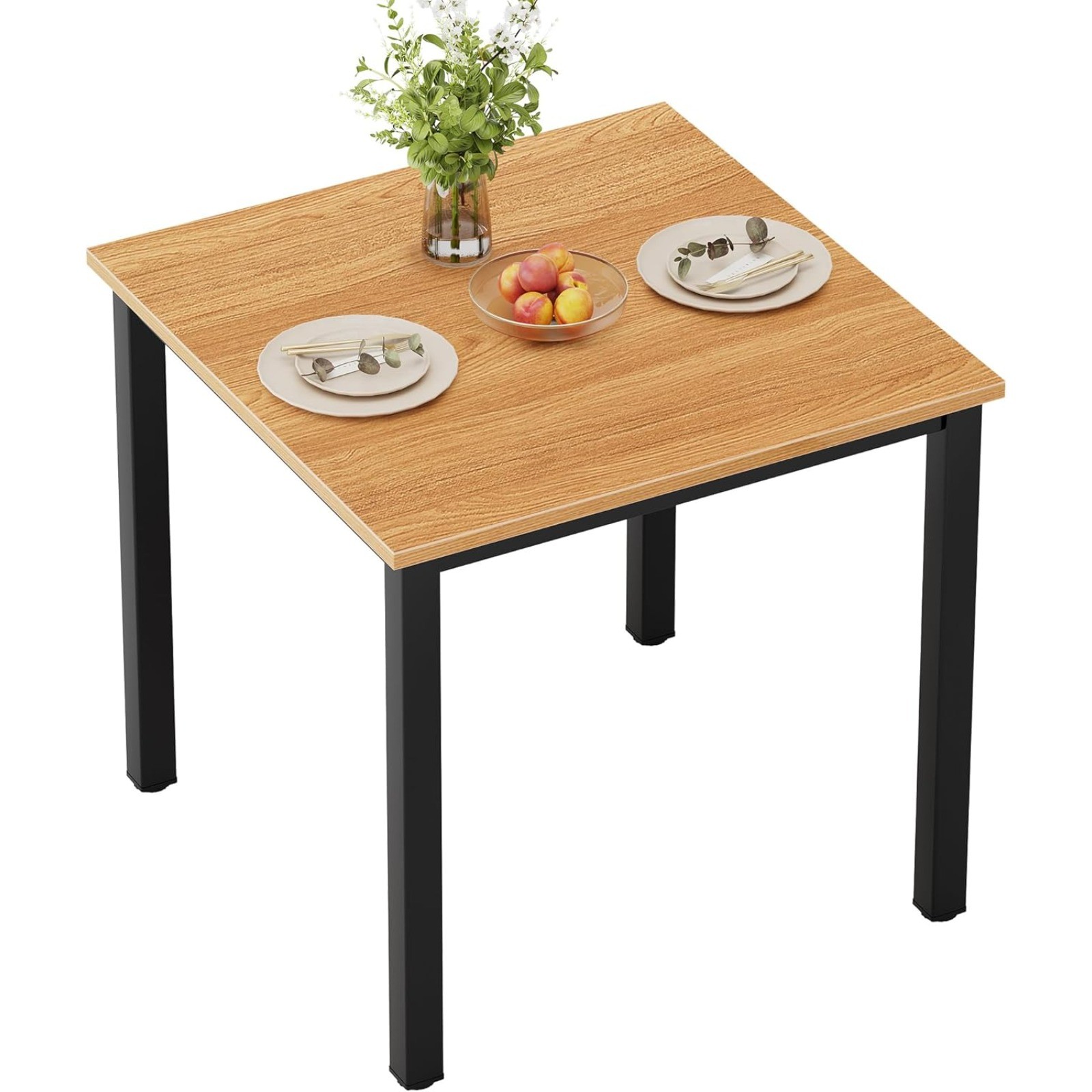 Need Small Square Dining Table- 31-1/2”, Teak Color Desktop & Black Frame