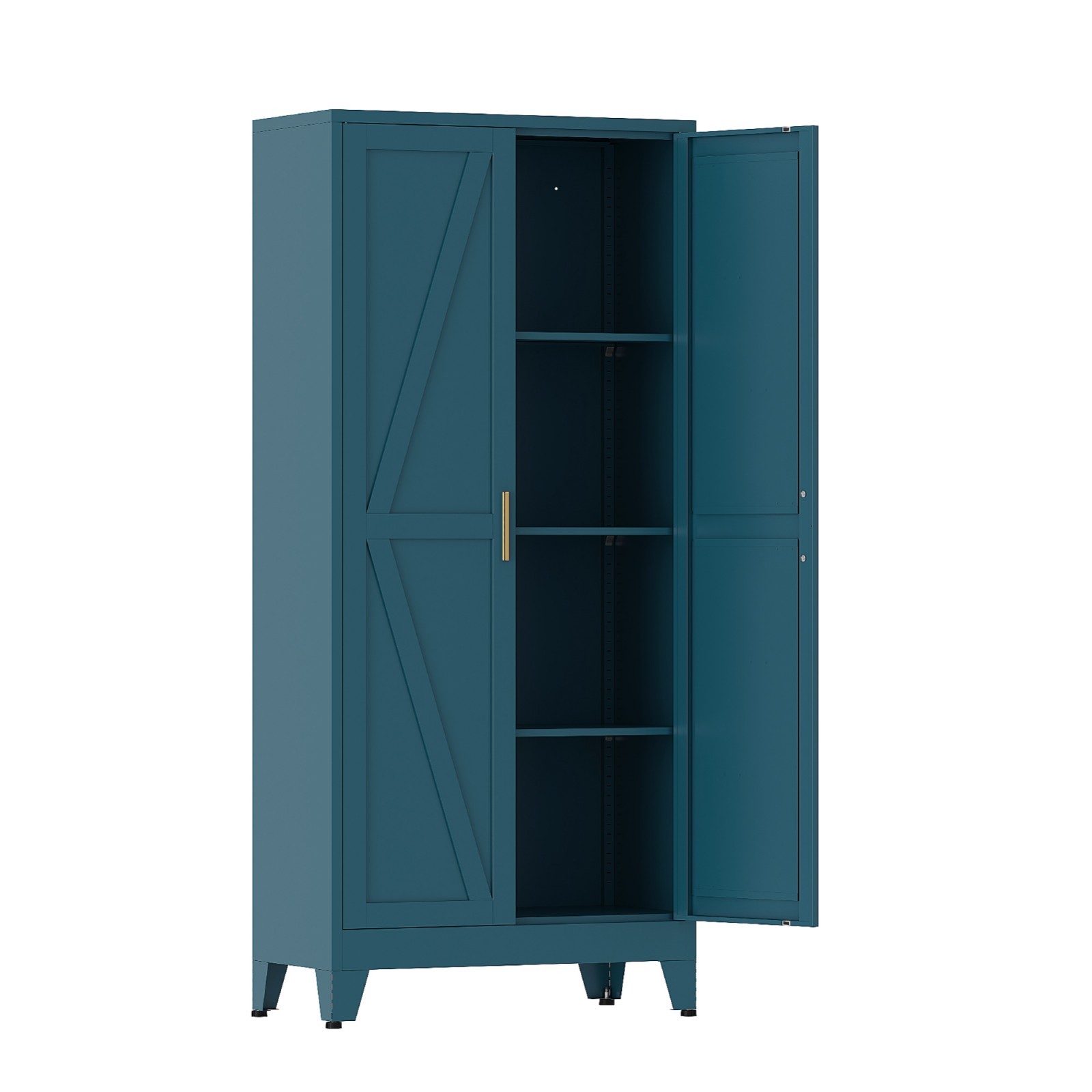 Cofar 61″ Metal Food Storage Cabinet With 3 Adjustable Shelves, 2 Rhombus Doors
