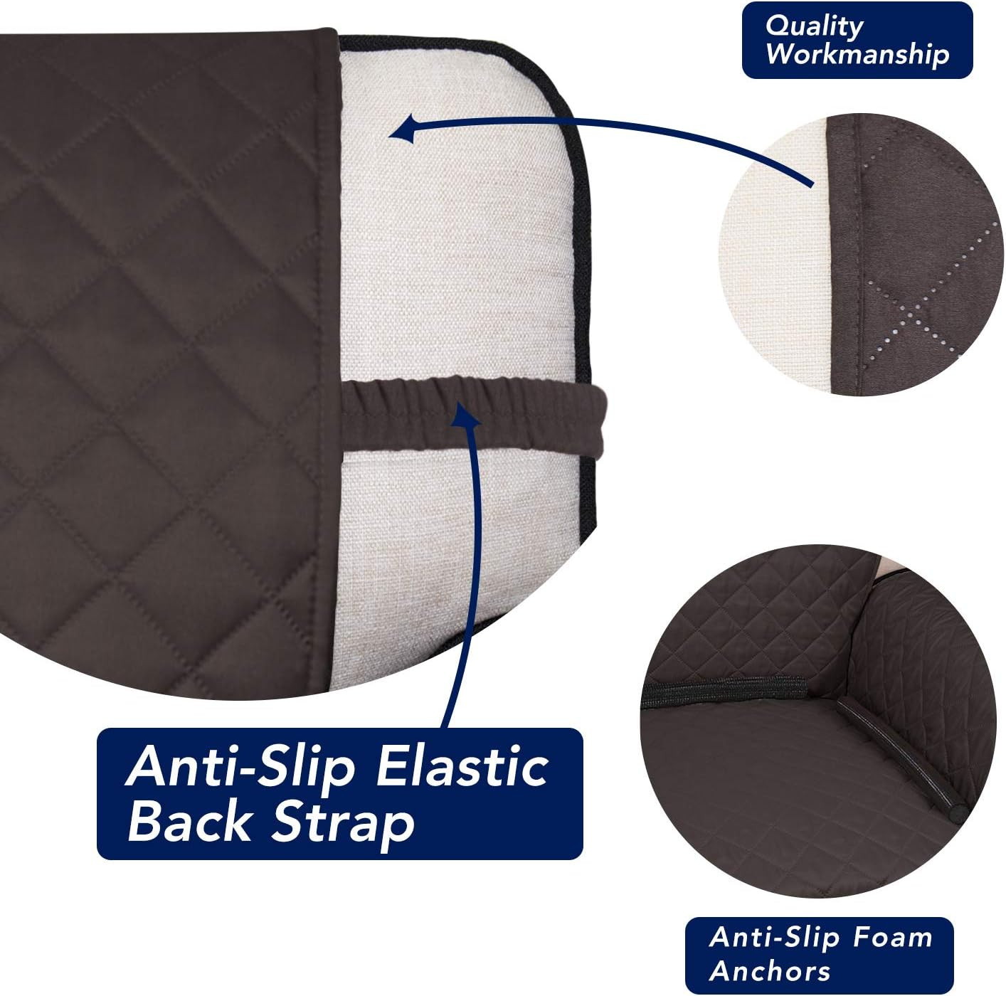 PureFit Reversible Quilted Sofa Cover, Water Resistant Slipcover Furniture Prote