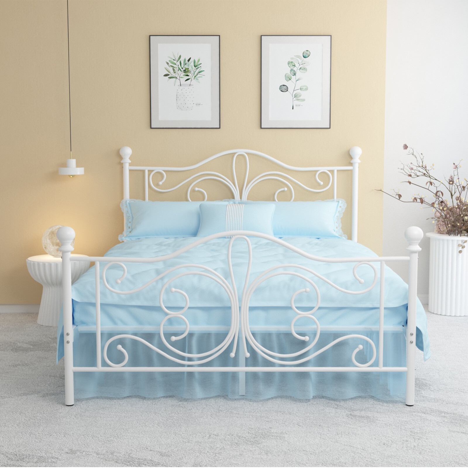 Twin/Full/Queen Size Metal Platform Bed Frame with Headboard,Underbed Storage