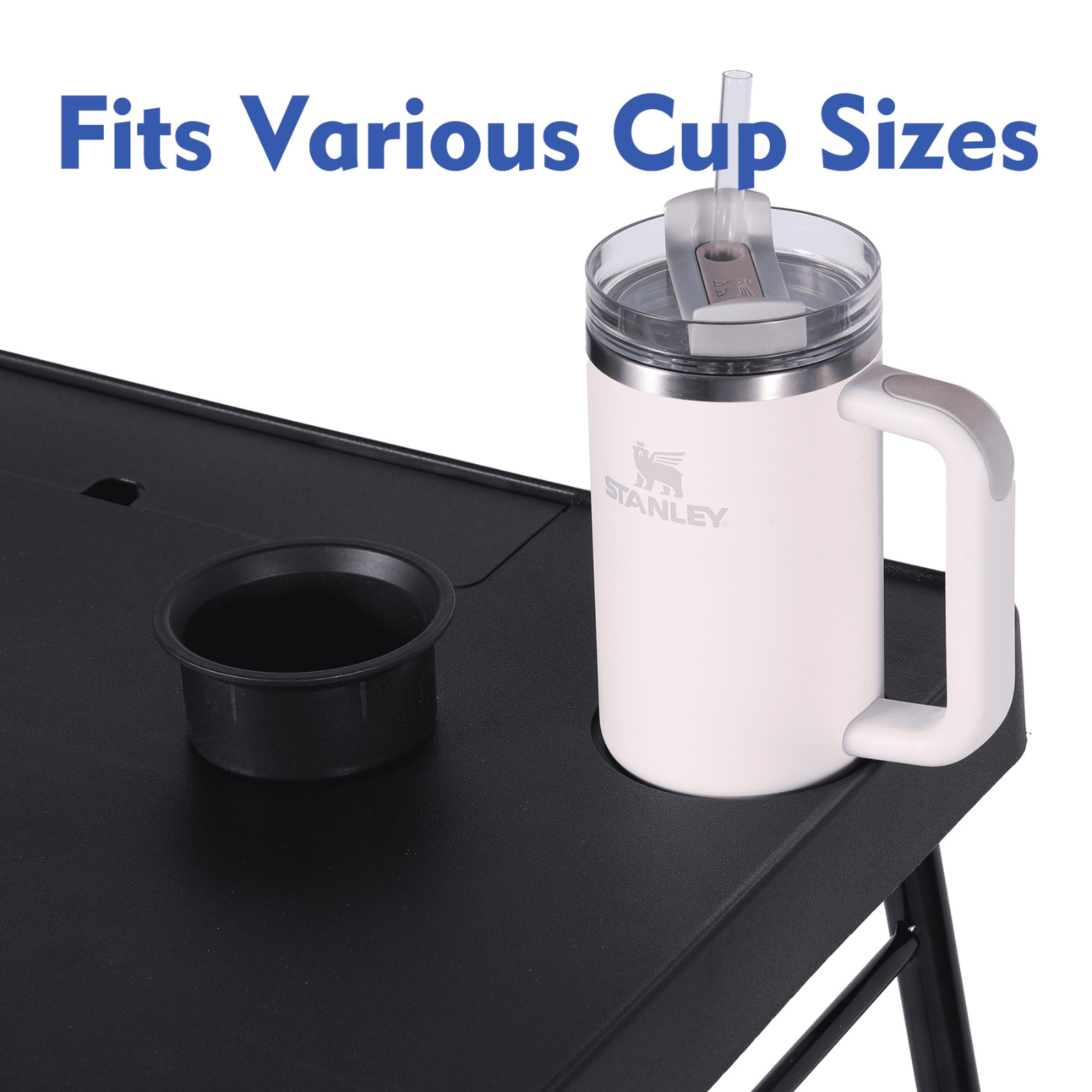 Mainstays Adjustable Height Personal Folding Table Cupholder Compact