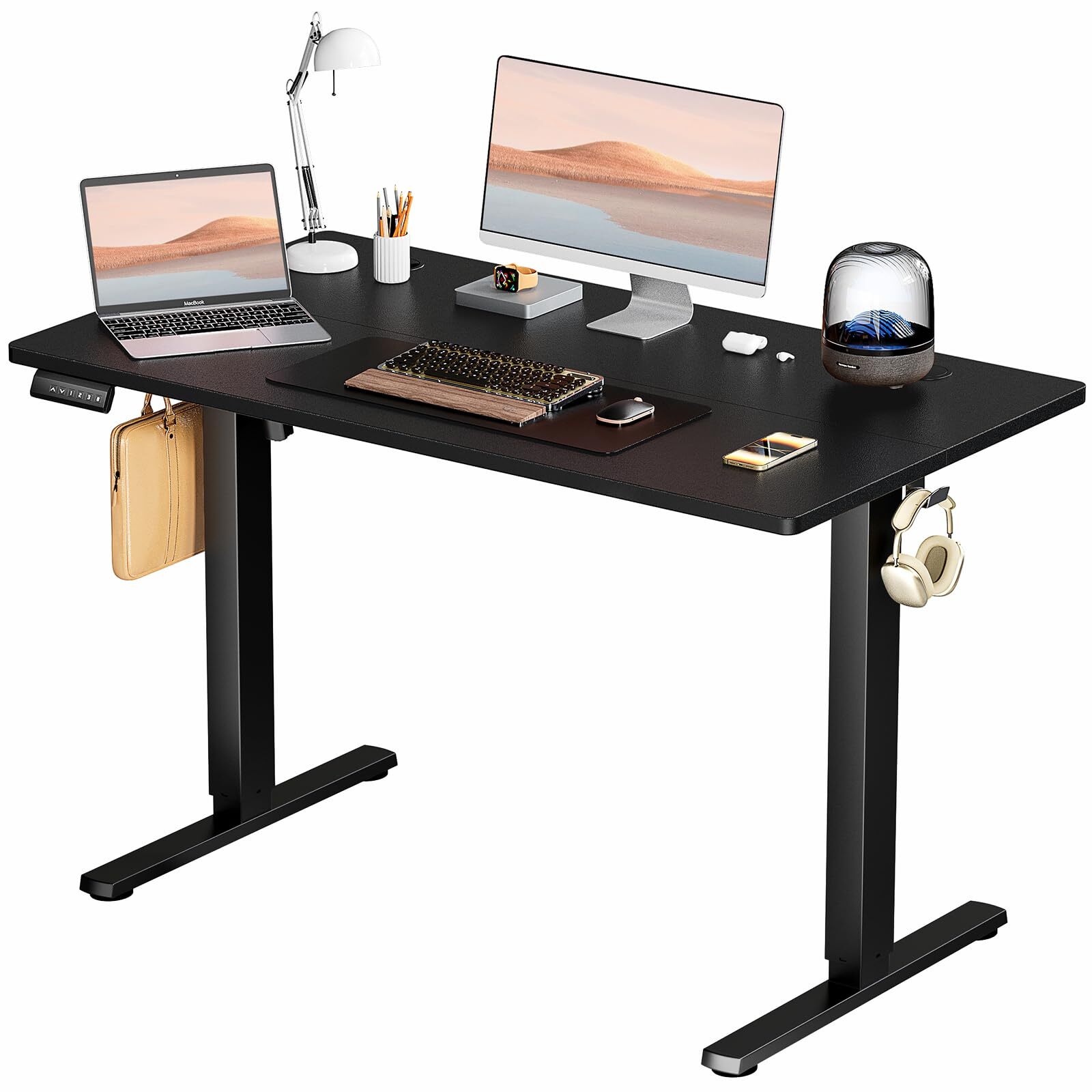 24×48 Inches Standing Desk Adjustable Height with Cable Management Black
