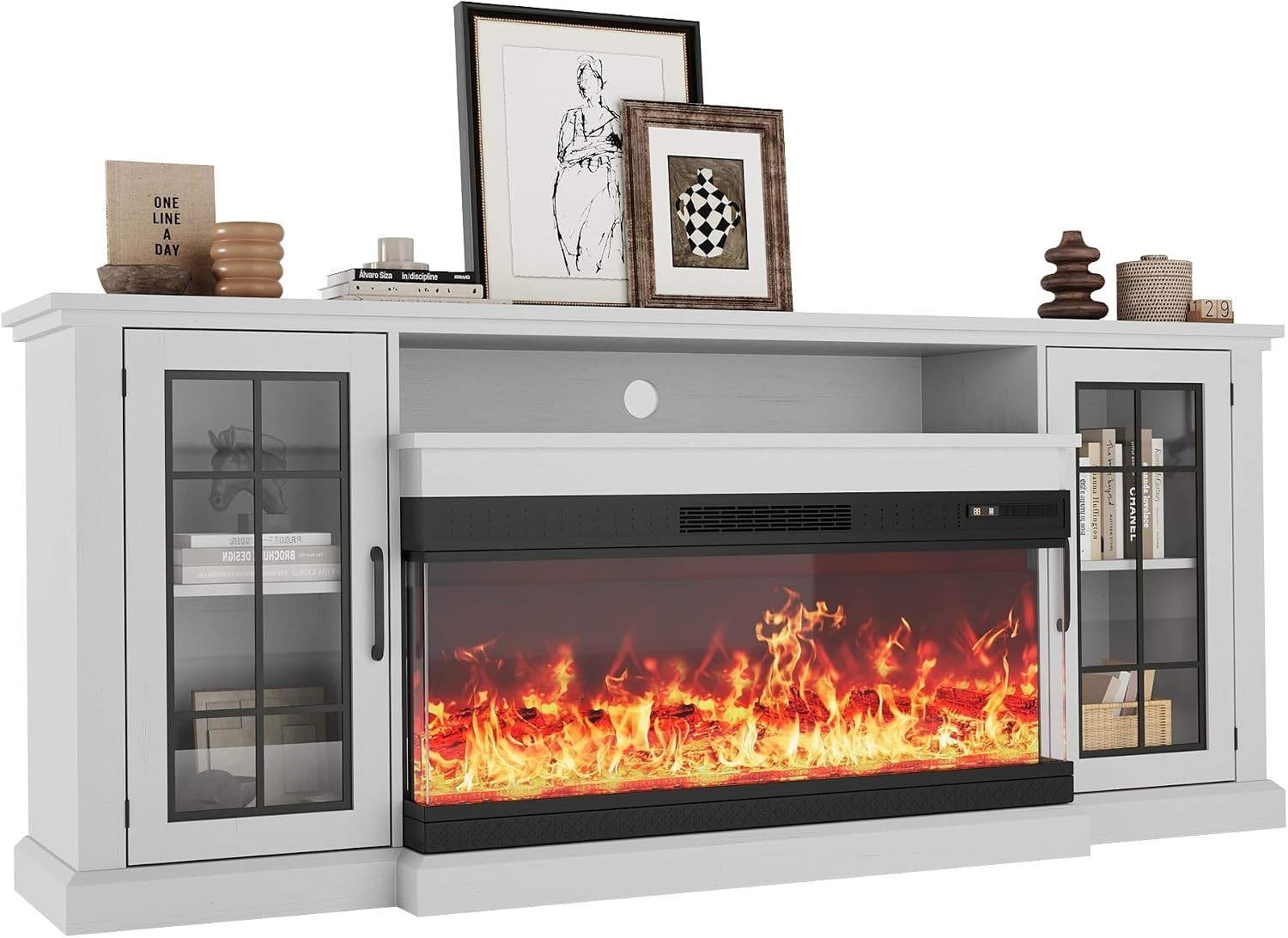 Elegant LED Fireplace TV Stand for TVs up to 85″ with Ample Storage