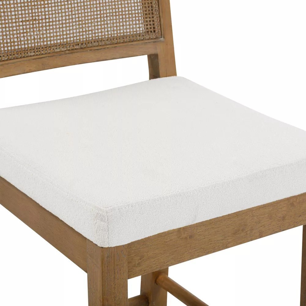 Nathan James Bailey Boucle & Rattan Barstool Stool Brushed Light Brown 29 inches