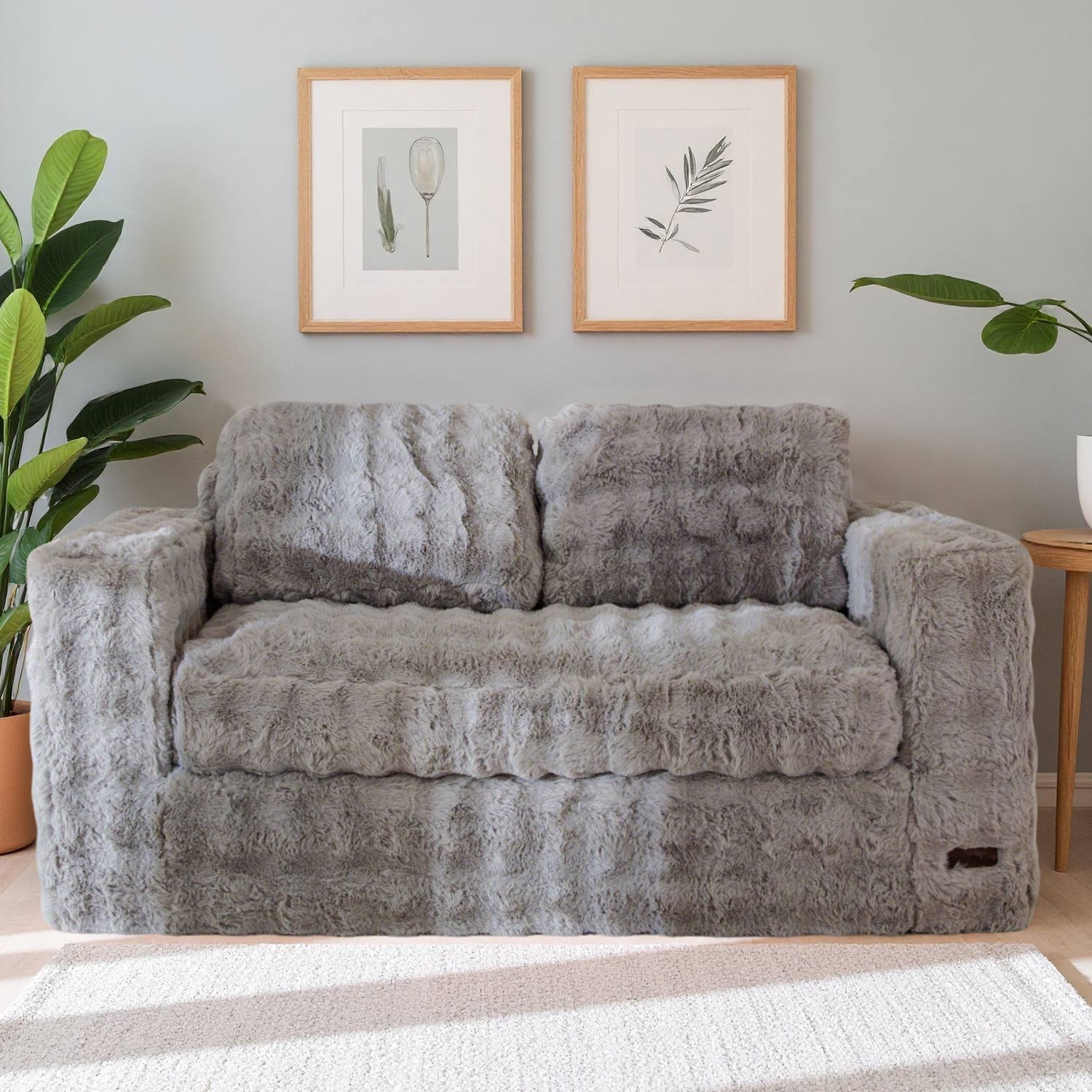 MAXYOYO 2/3 Seater Floor Sofa Bed,Bubbled Boneless Sofa with Pillows
