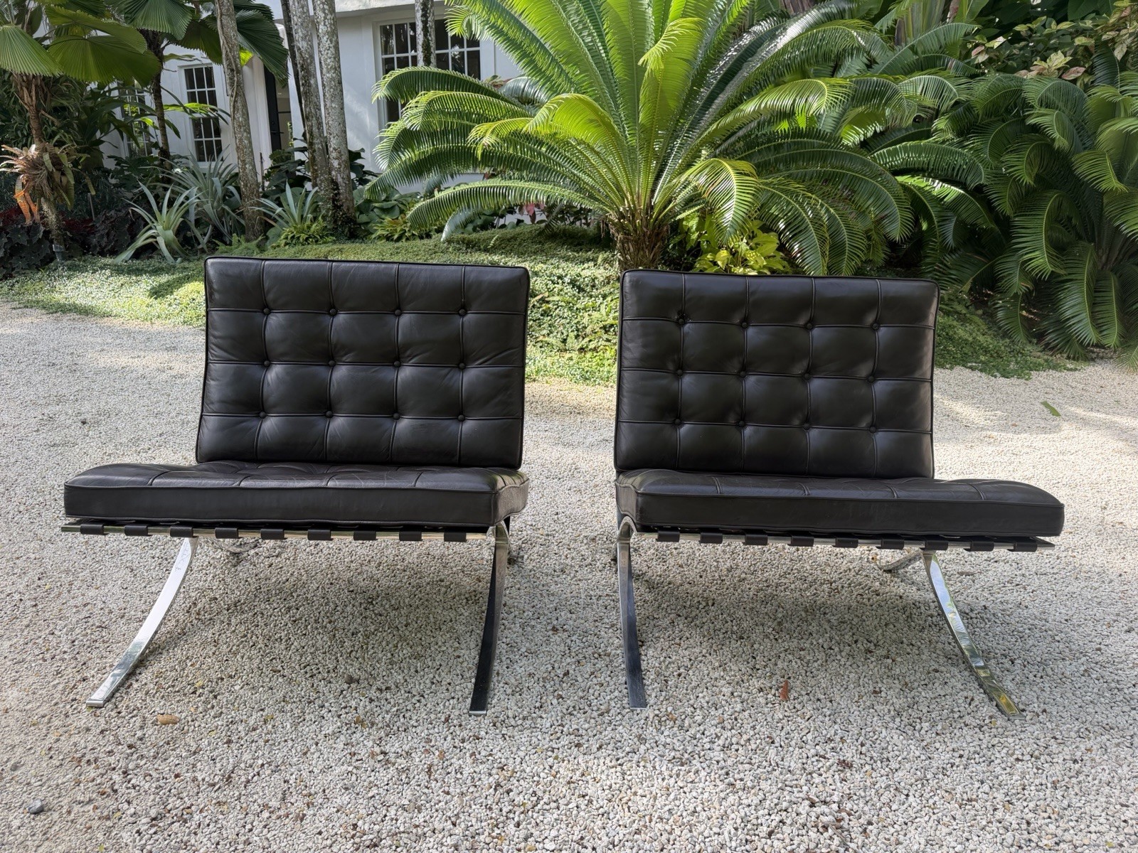 Mies Van Der Rohe Chairs Knoll Barcelona Dark Espresso Leather – (Set of 2)