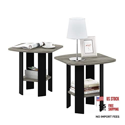 SIMPLE DESIGN Side Table Set of 2-Pack, 2 Tiers, Standard Leg French Oak/Black