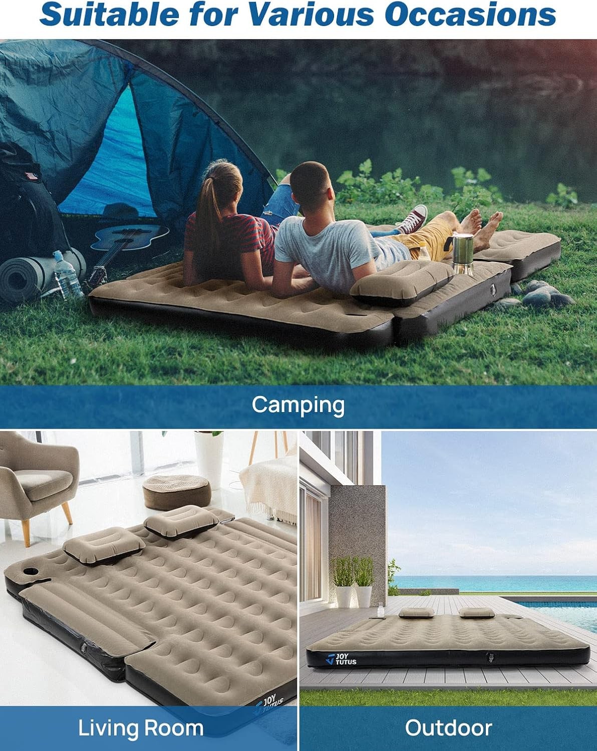 Colchón inflable para caja de camioneta 5.5–5.8 ft con bolsa y portavasos