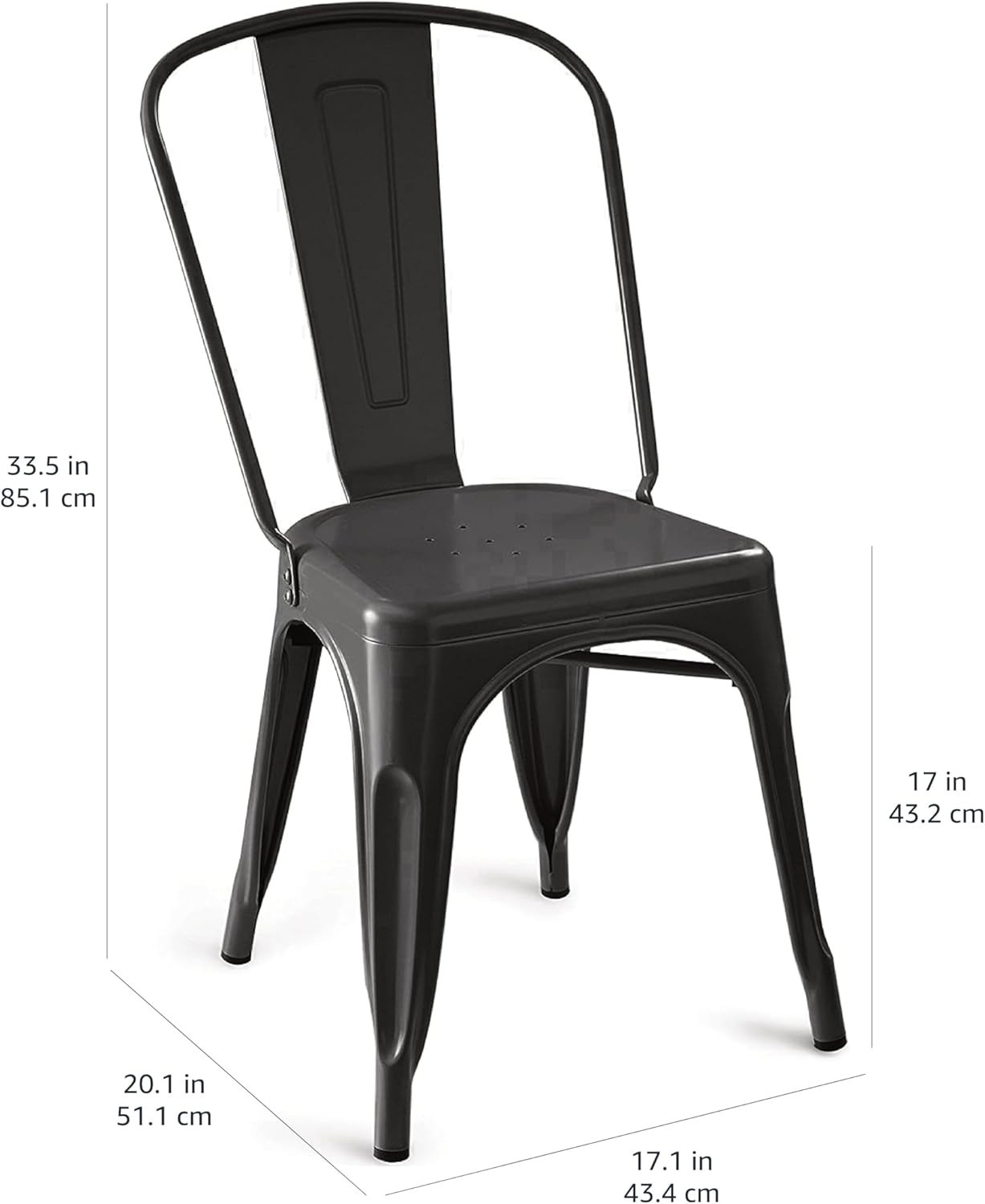 Metal Dining Chairs Easy to Assemble Indoor/Outdoor Stackable Matte Black 4-Pack