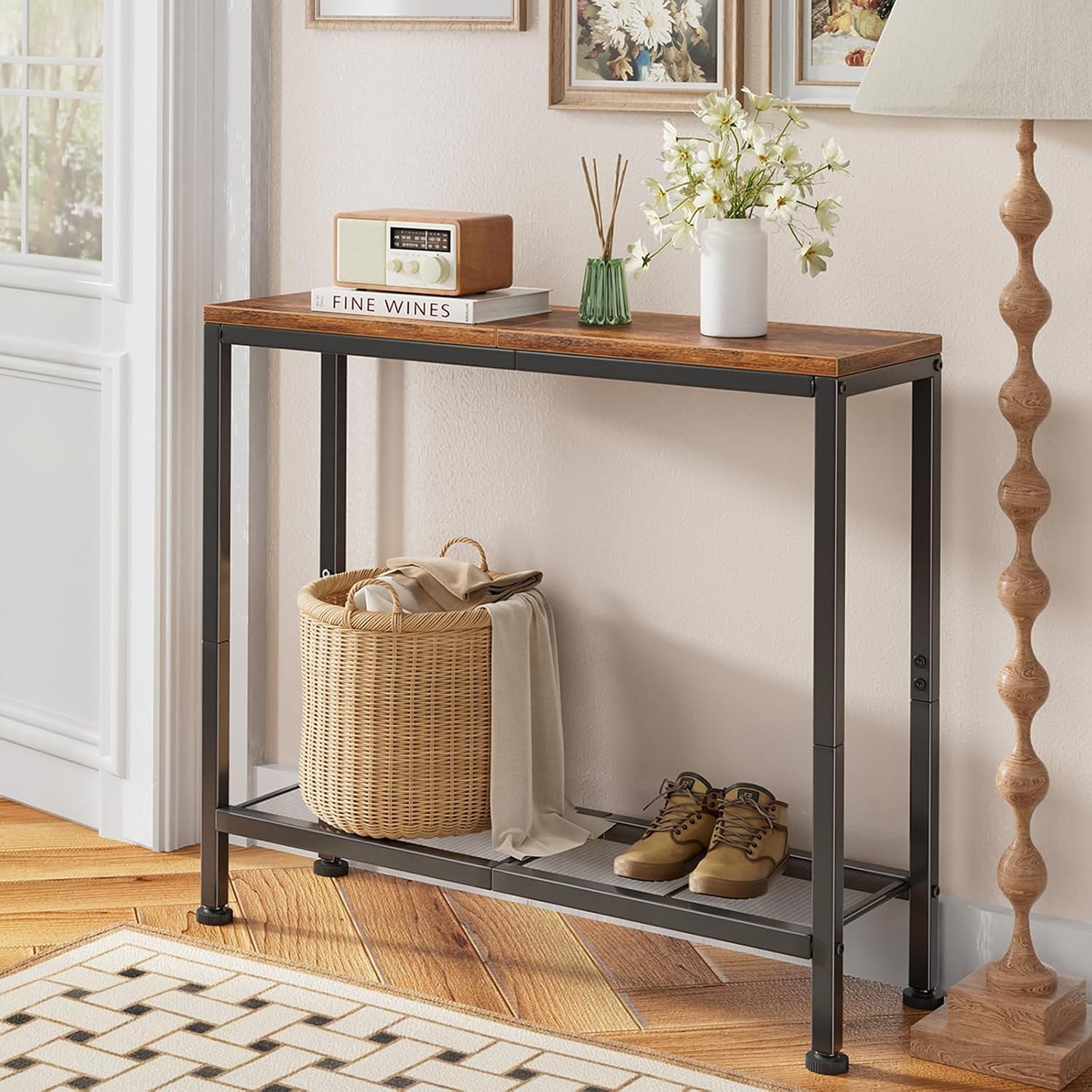 Console Table 32″ Sofa Table W/ Storage Shelf Narrow Entryway Table Hallway