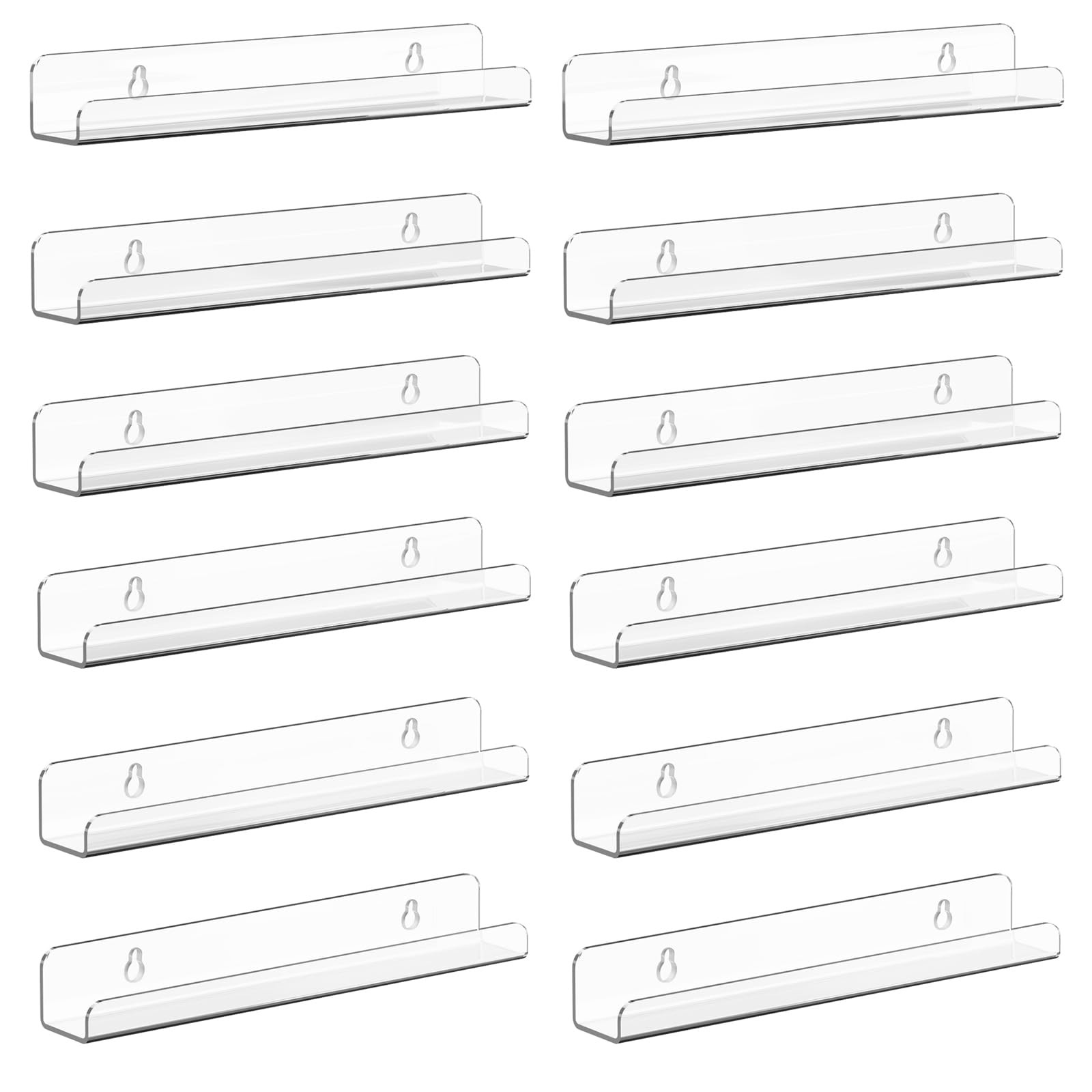 Vinyl Record Shelf Wall Mount, 12 Pack 12 inch Clear Acrylic Album Record Hol…