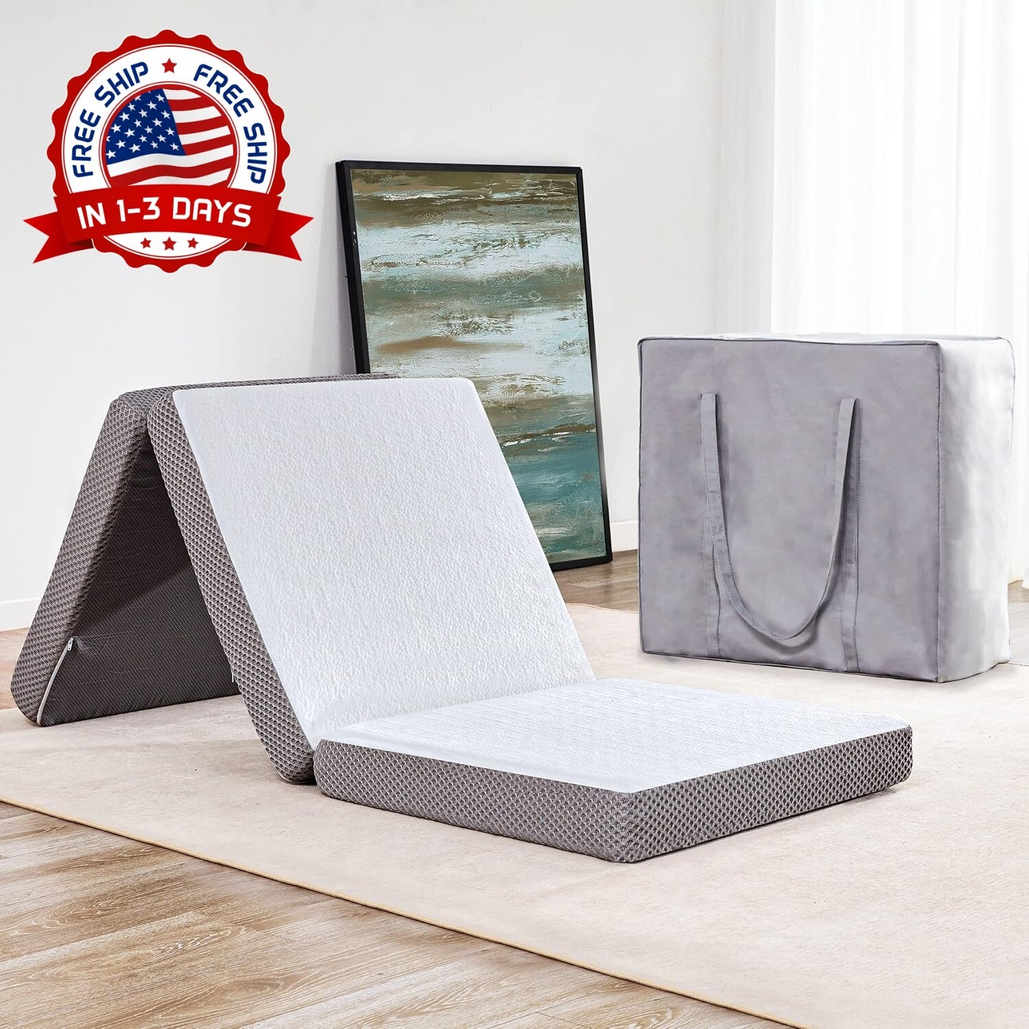 Colchón plegable para acampar cama de invitados plegable de espuma viscoelástica