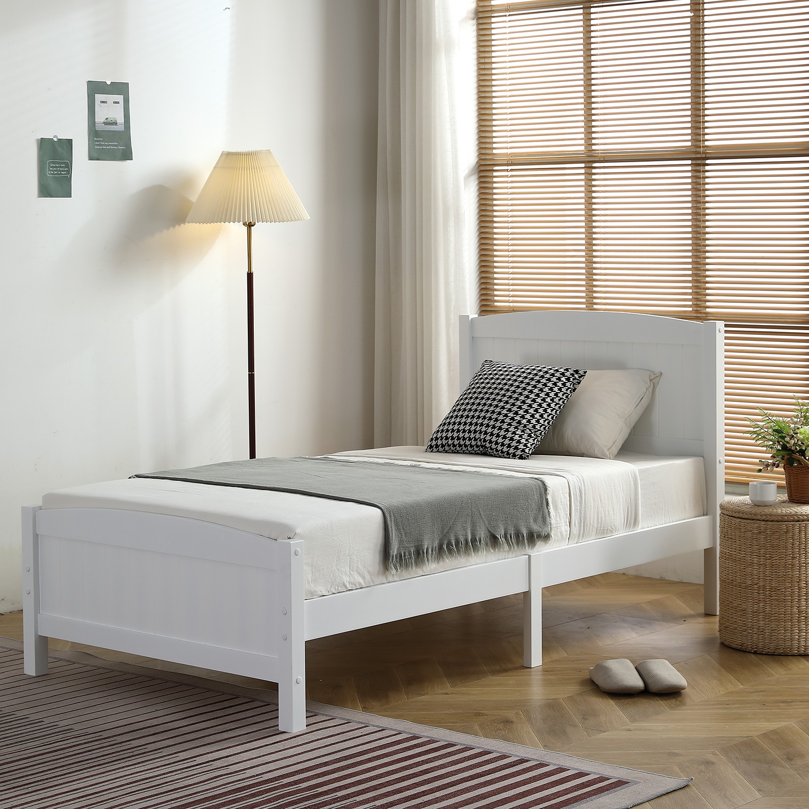 FCH Twin Pine Single-Layer Core Vertical Stripe Full-Board Curved Bed Head With