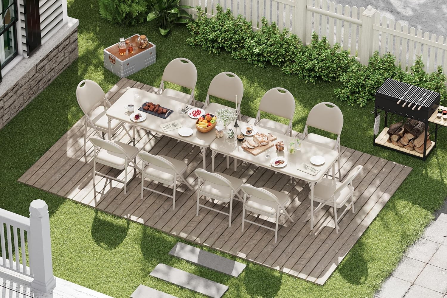 Folding Card Table and Chairs Set Thicken Padded Cushion No Assembly Required