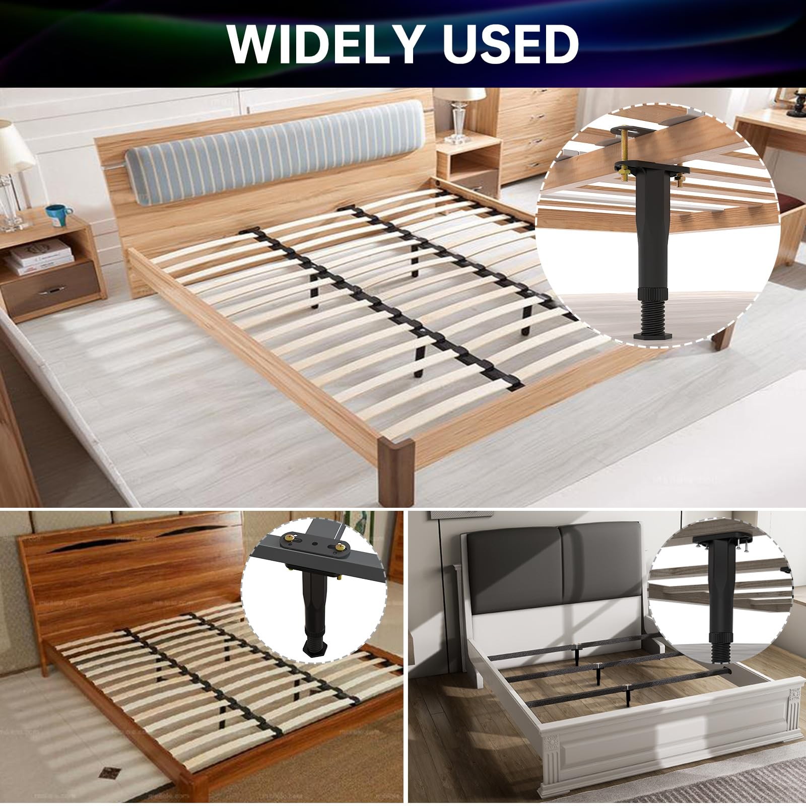Porohom 4 Pcs Adjustable Height Center Support Leg Bed Frame 7.7-13.3 Upgrade