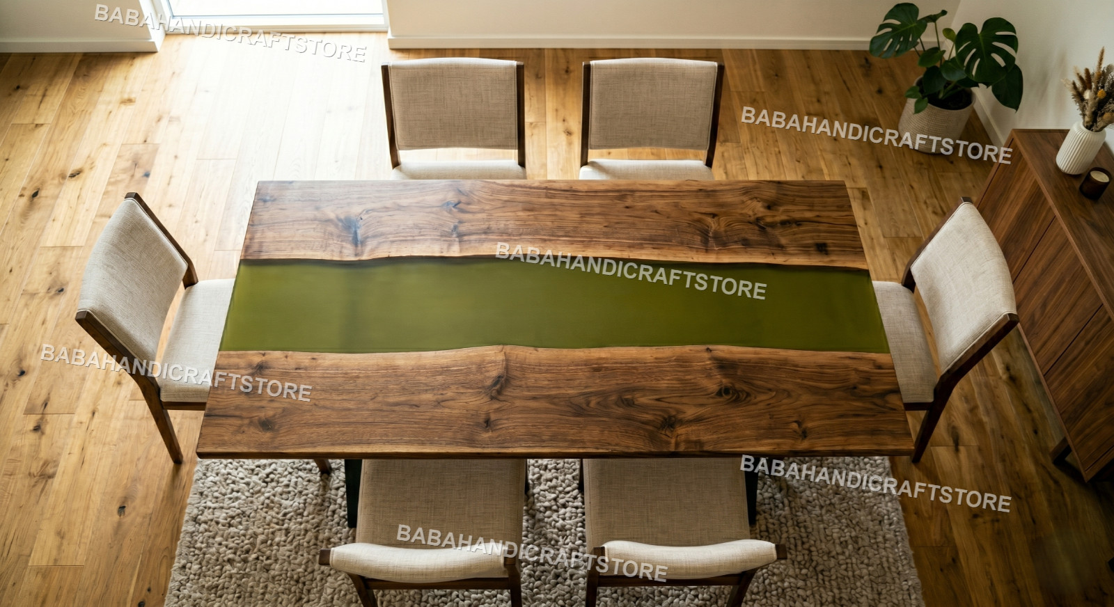 Handmade Epoxy River Table Solid Wood Dining Table Custom Live Edge Furniture