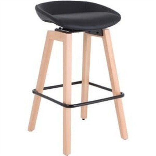 Lorell LLR68563 33.5 in. Modern Low-Back Stool with Wood Legs