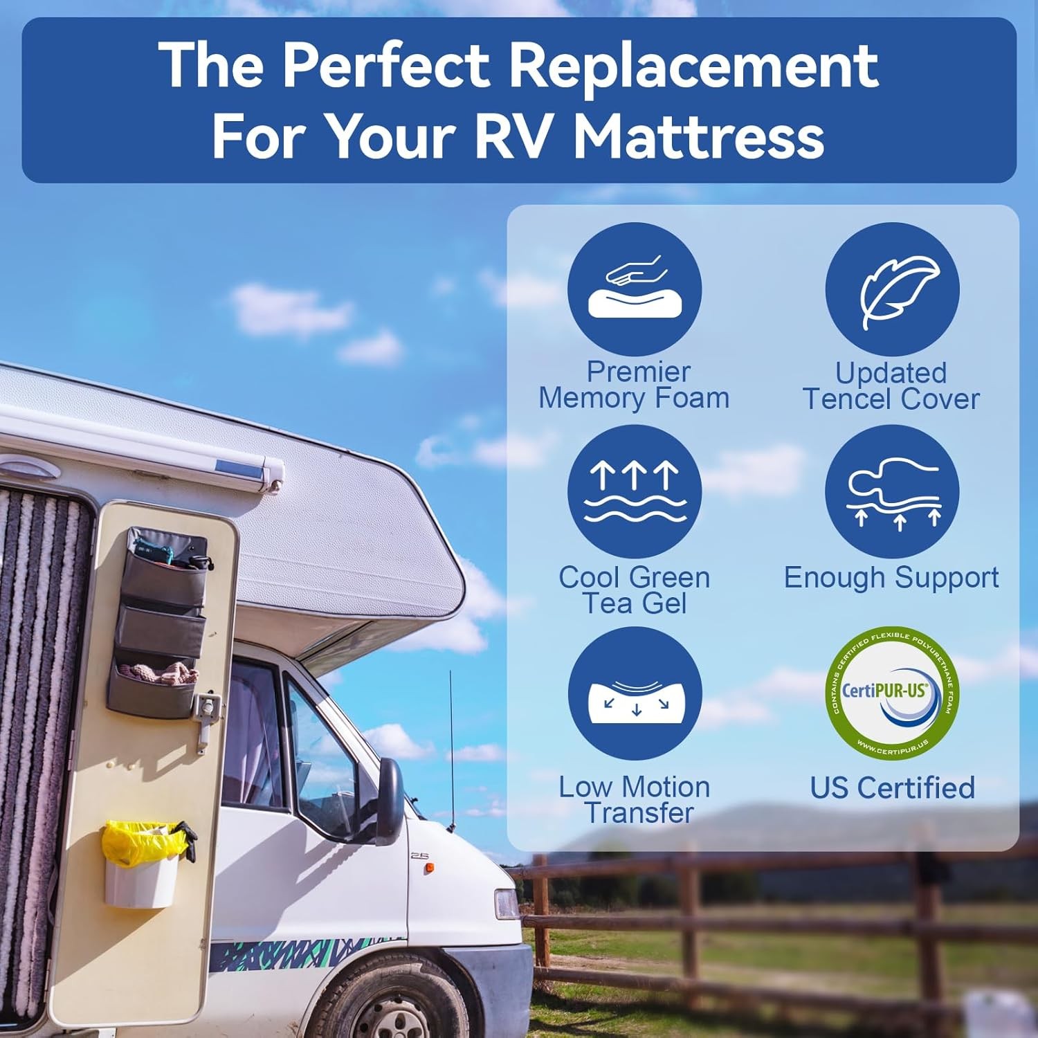 WEUP 10 Inch Short King RV Mattress with Tencel Cover RV-10 Inch