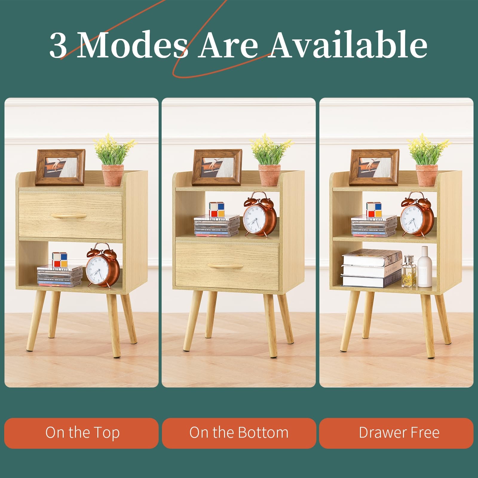 Yoobure Modern Nightstand 15.75 inches x 11.81 x 24.8 inches, Natural