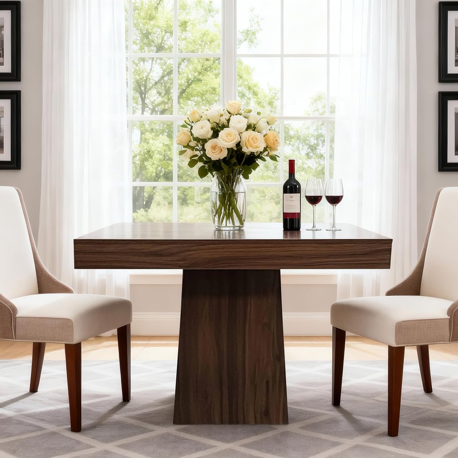 31.5-Inch Square Dining Table for 4 People, Small Kitchen Table for Living Room