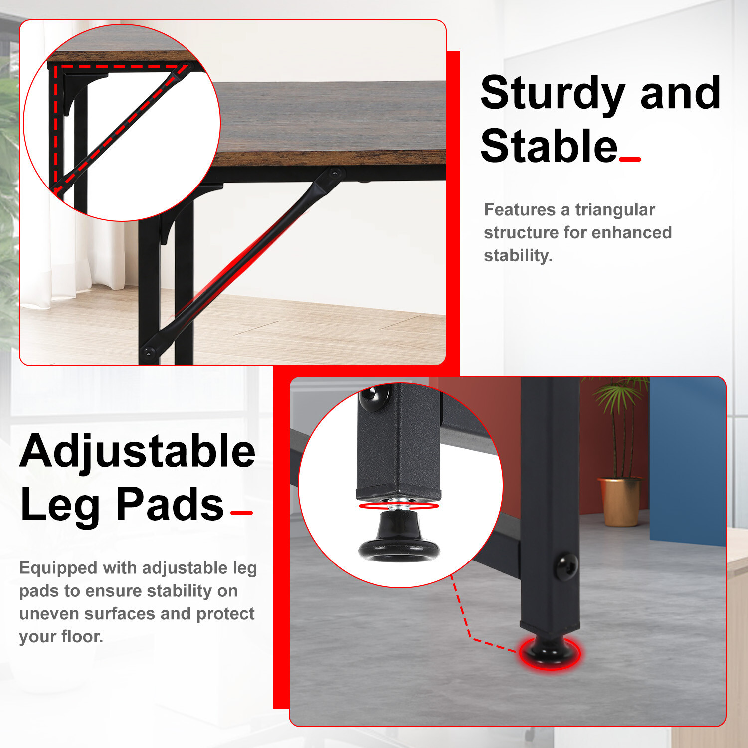 32 inch Computer Desk Study Writing Table, Adjustable feet, Modern Furniture