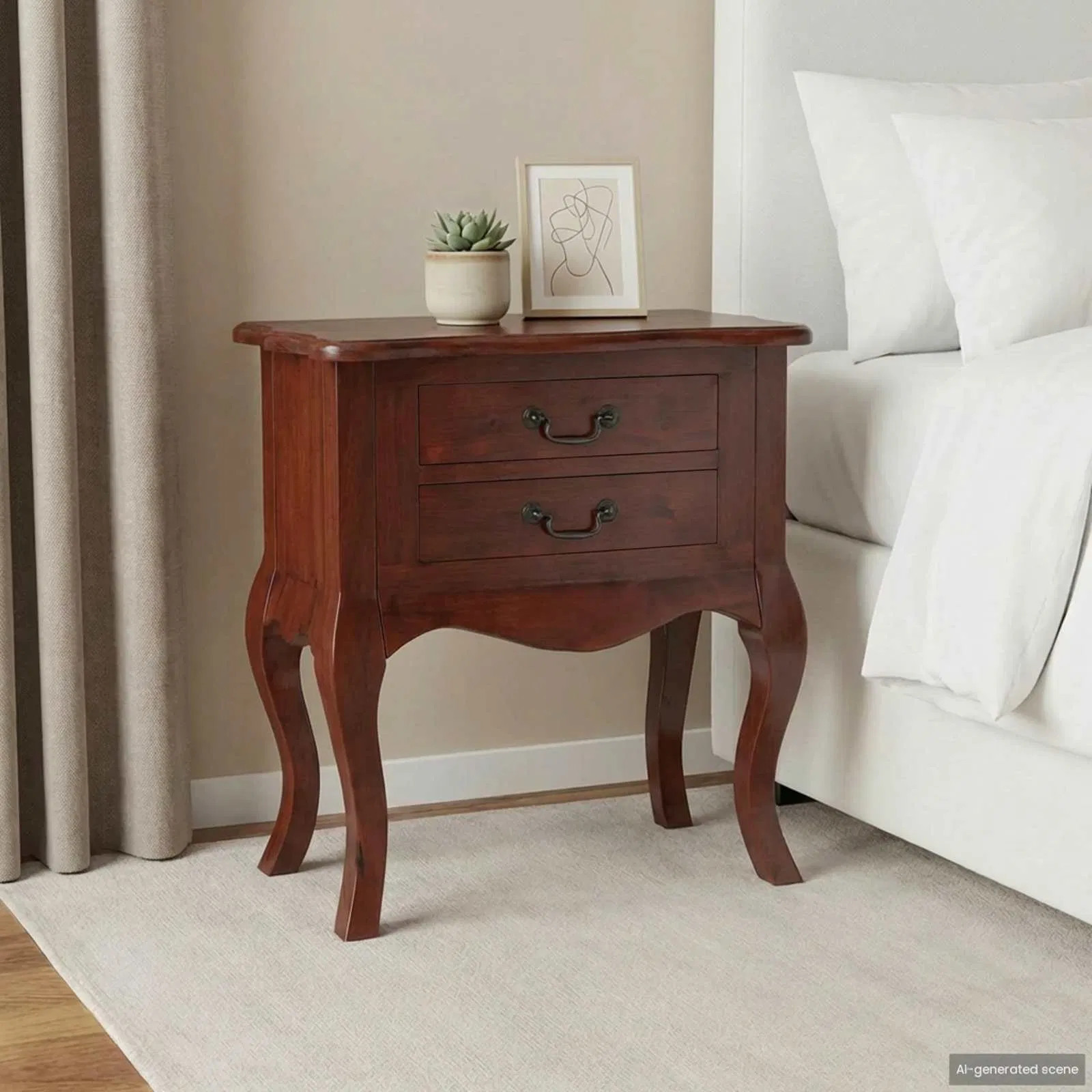 Side Table Brown 23.82 x 11.81 x 24.02 in Solid Mahogany Wood