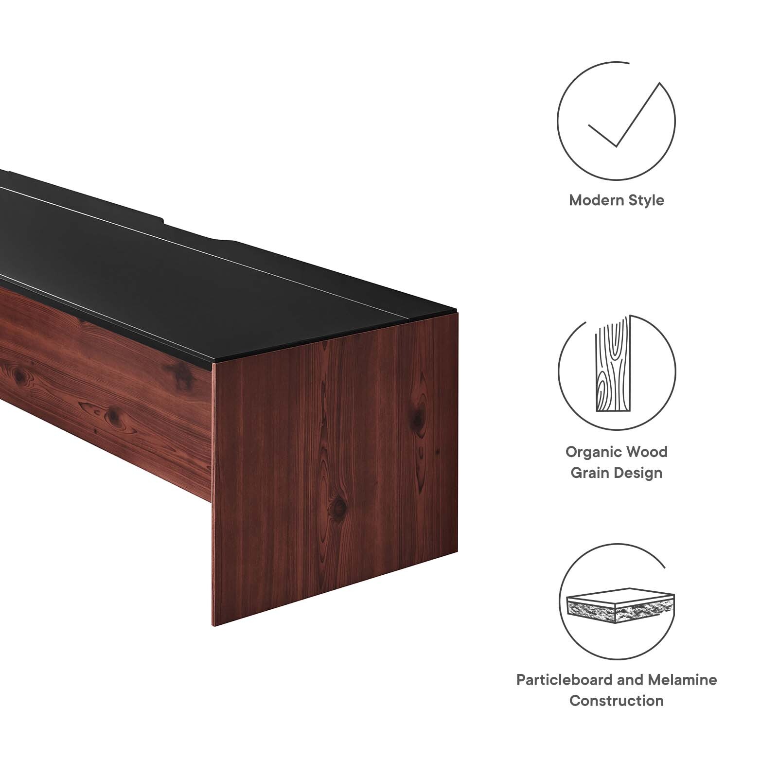 Modway Kinetic 49″ Wall-Mount Office Desk With Cabinet and Shelf in Black Cherry