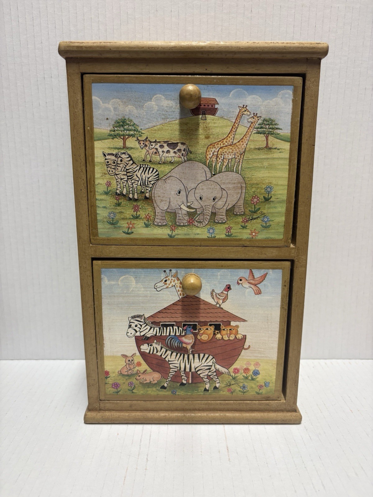 Box Wooden Two Drawer Children’s Room Noah’s Ark animals 11 in Thailand