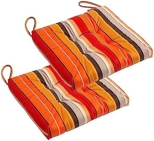 2-Pack Outdoor/Indoor Wicker Patio Seat Cushion Pad with Ties – Dining Chair …