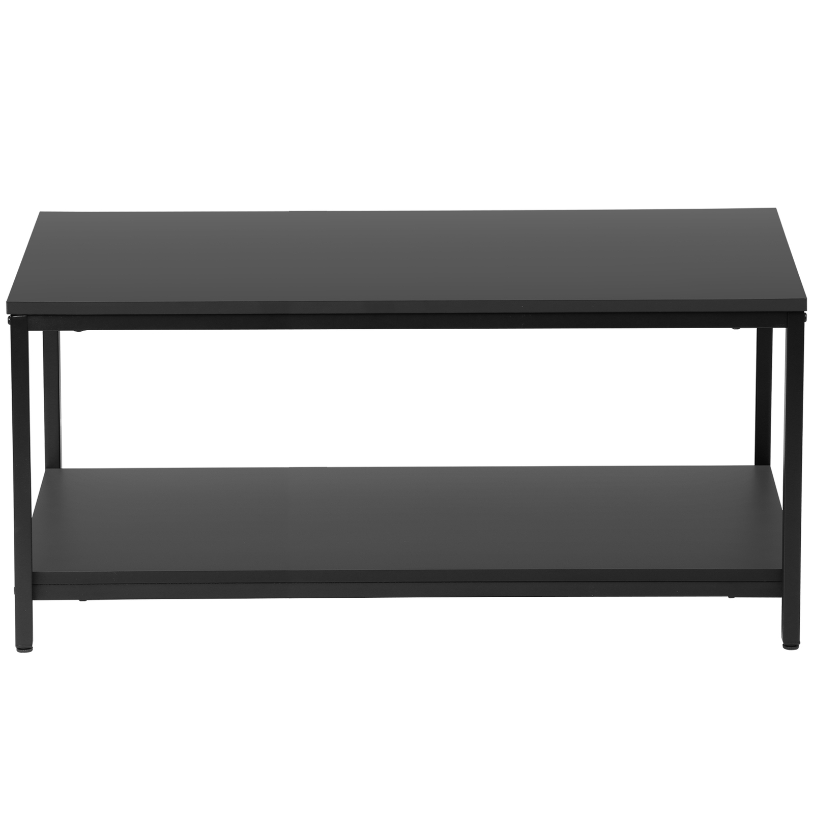 Black Wood Coffee Table Rectangular Coffee Table with Storage Shelf Durable 39″