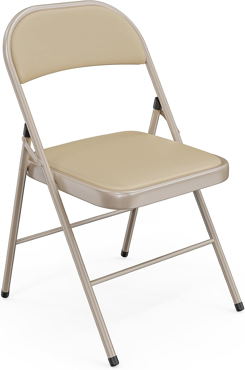 1 Pack Folding Chairs with Padded Seats, Metal Frame with Pu Leather Seat & Back